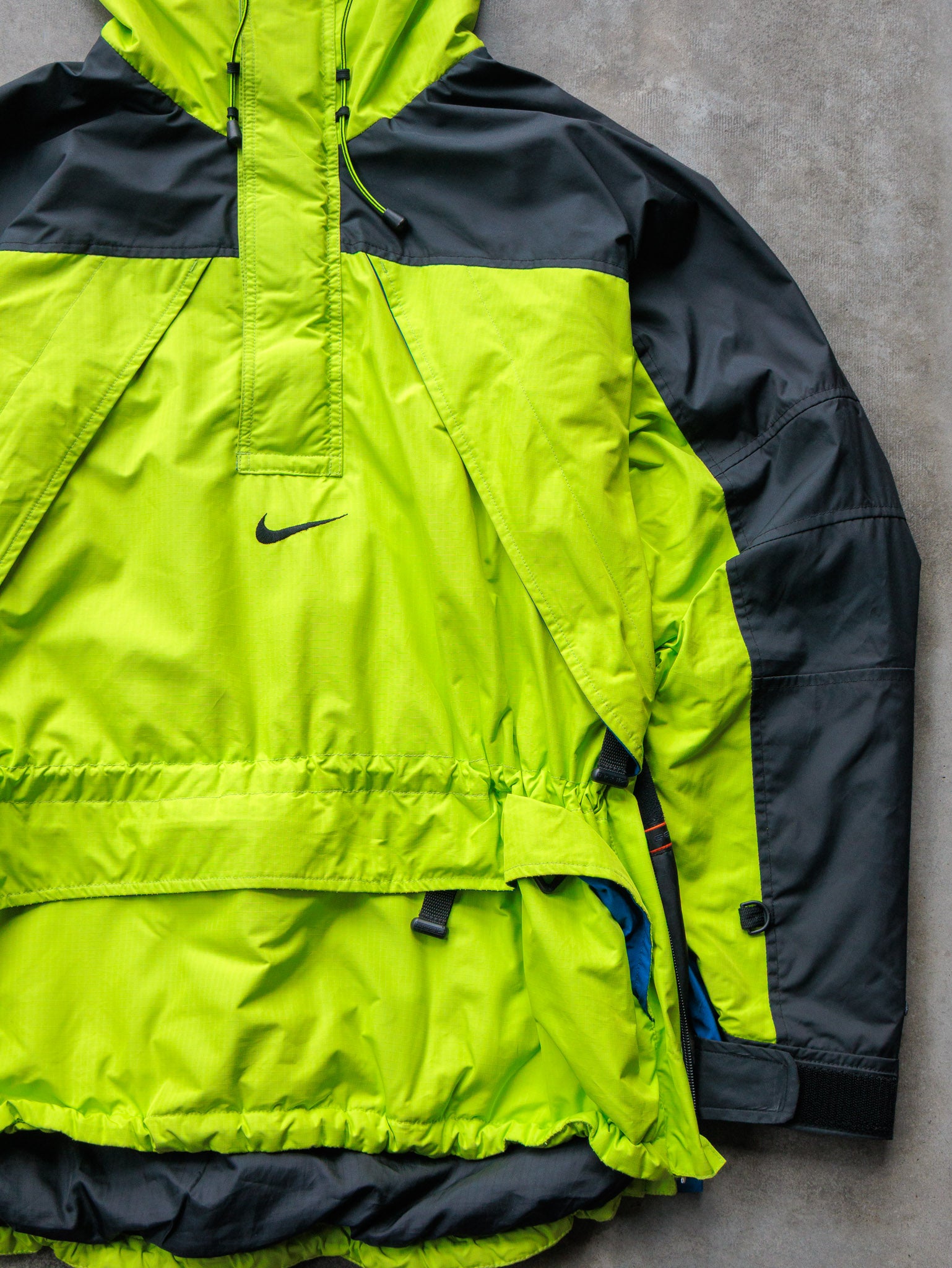Vintage 00s Grey & Lime Nike ACG Clima-FIT Hooded Anorak Jacket (L)