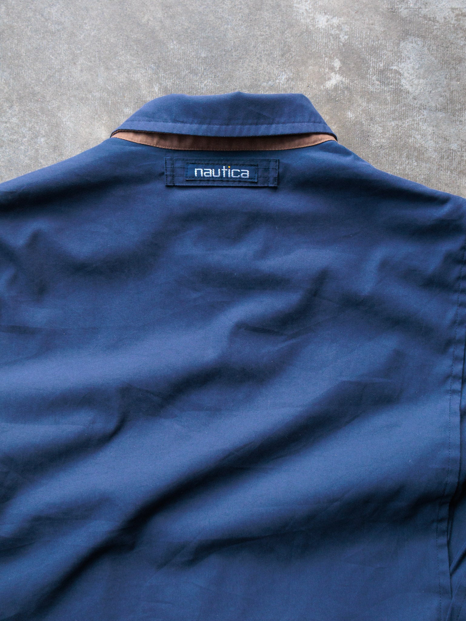 Vintage 90s Navy Nautica Plaid Lined Harrington Jacket (M)