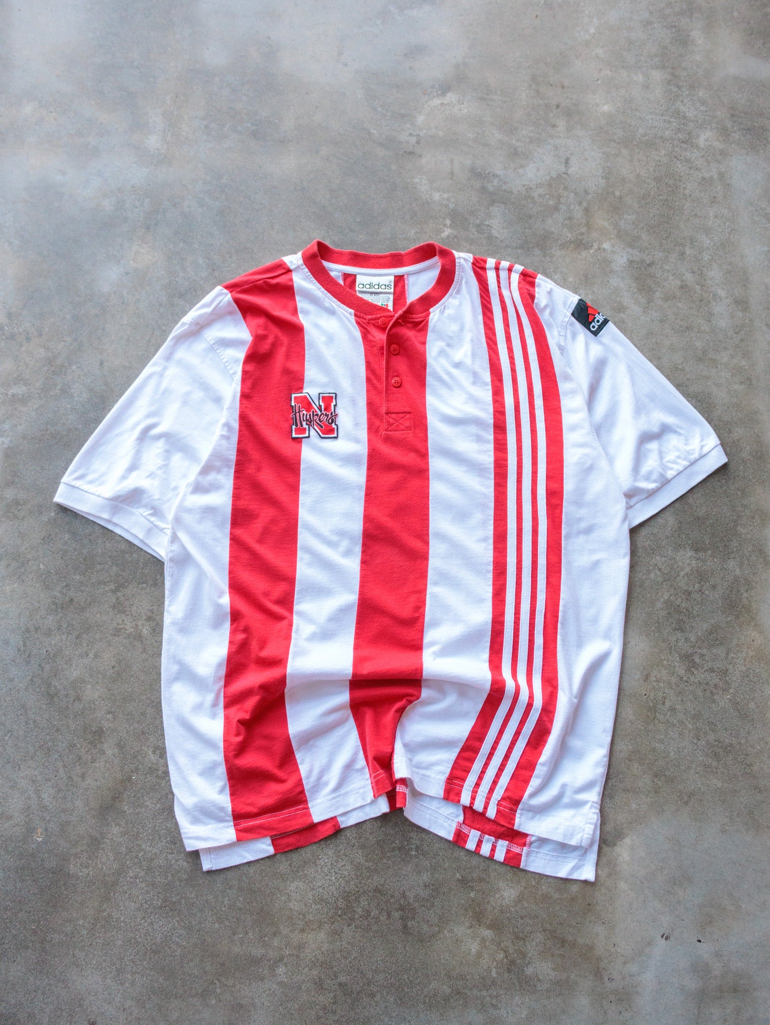 Vintage 90s Red & White Adidas Nebraska Huskers Shirt (XL)