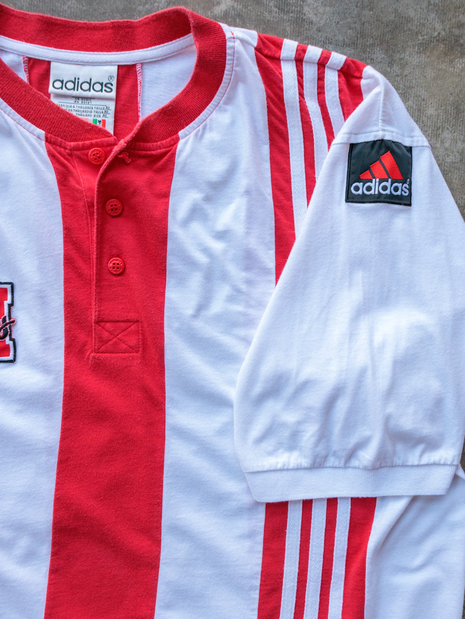 Vintage 90s Red & White Adidas Nebraska Huskers Shirt (XL)