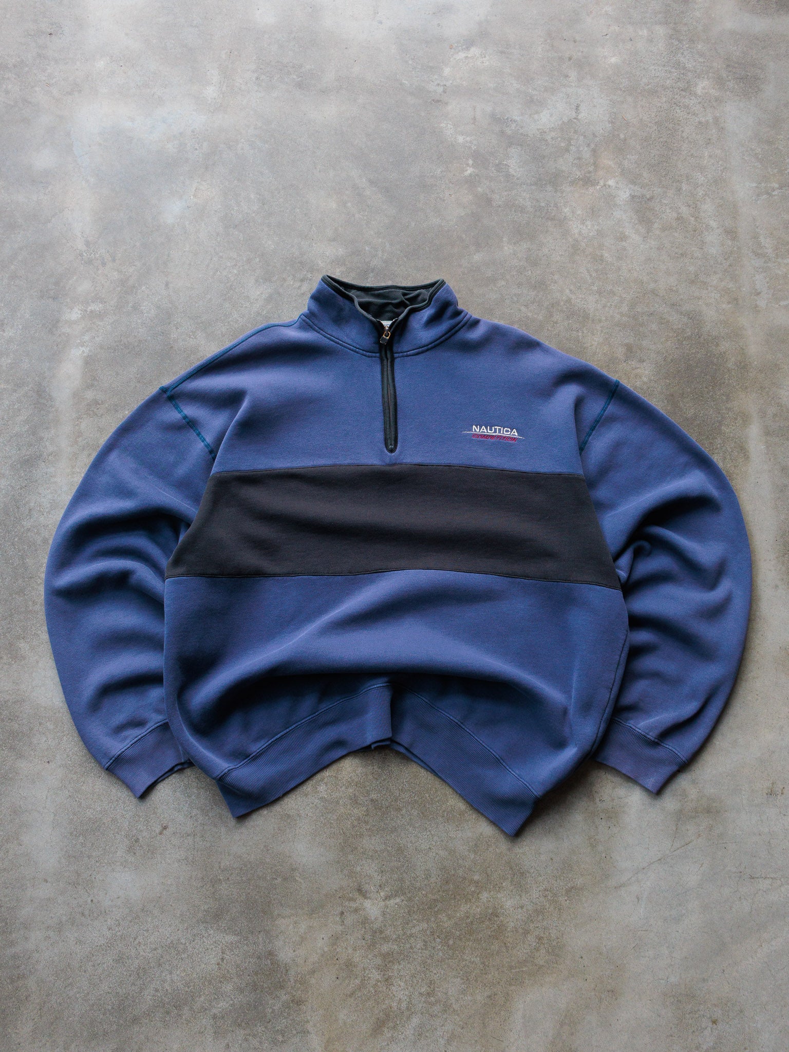 Vintage 90s Blue Nautica Competition Quarter Zip Sweatshirt (2XL)