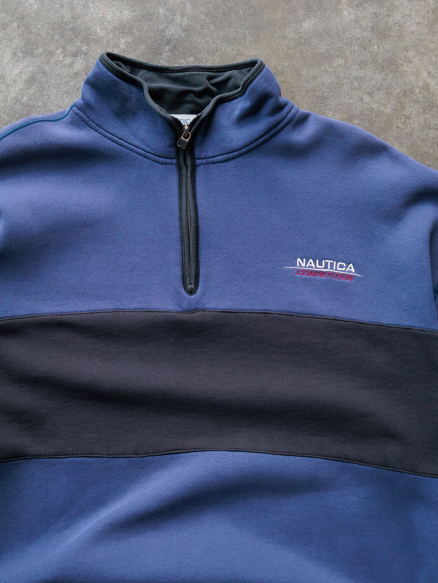 Vintage 90s Blue Nautica Competition Quarter Zip Sweatshirt (2XL)