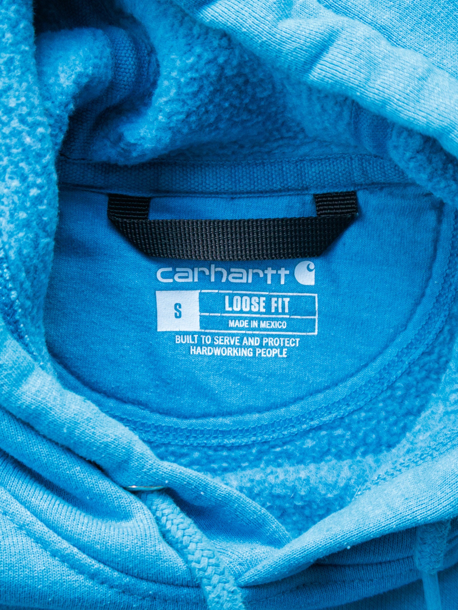 Vintage Blue Carhartt Spell Out Hoodie (S)