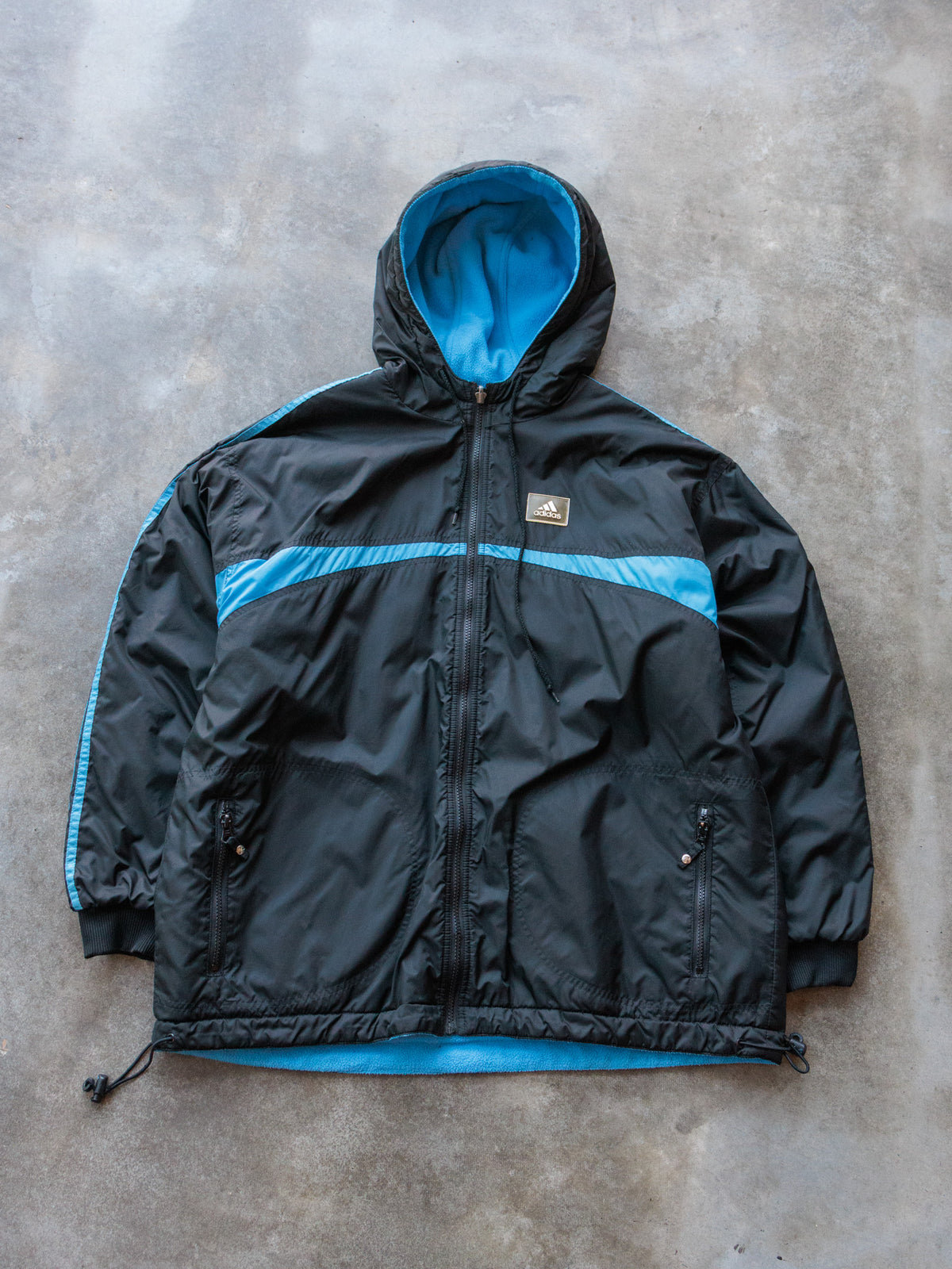 Vintage Black & Blue Reversible Adidas Jacket (XL)