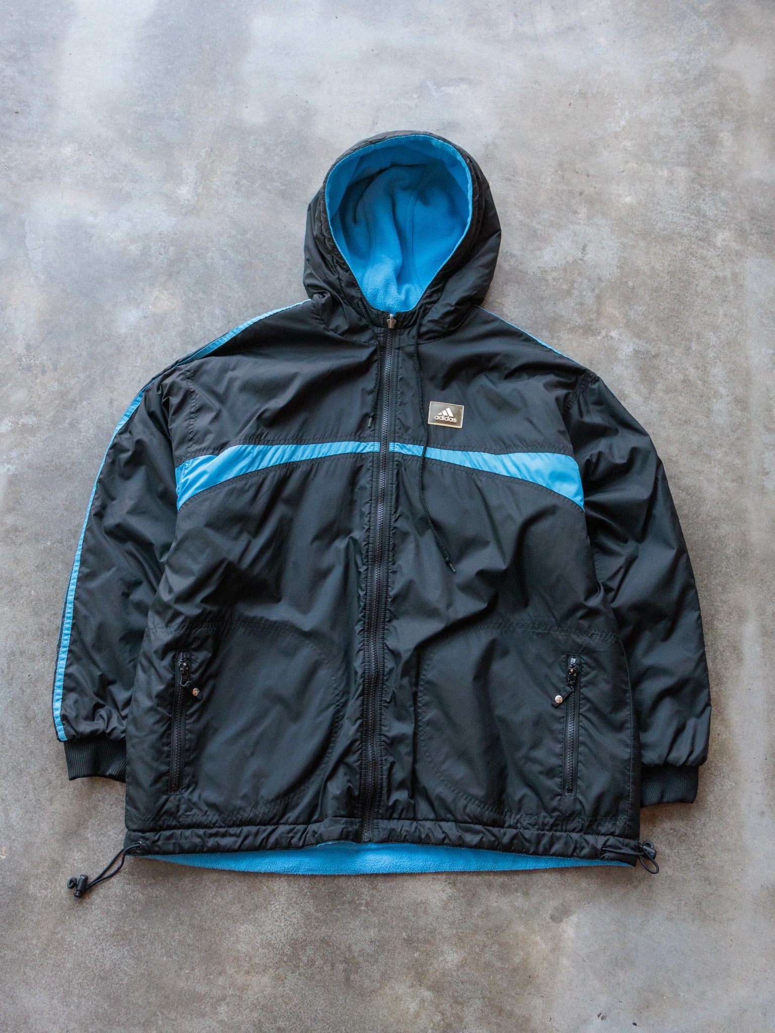 Vintage Black & Blue Reversible Adidas Jacket (XL)