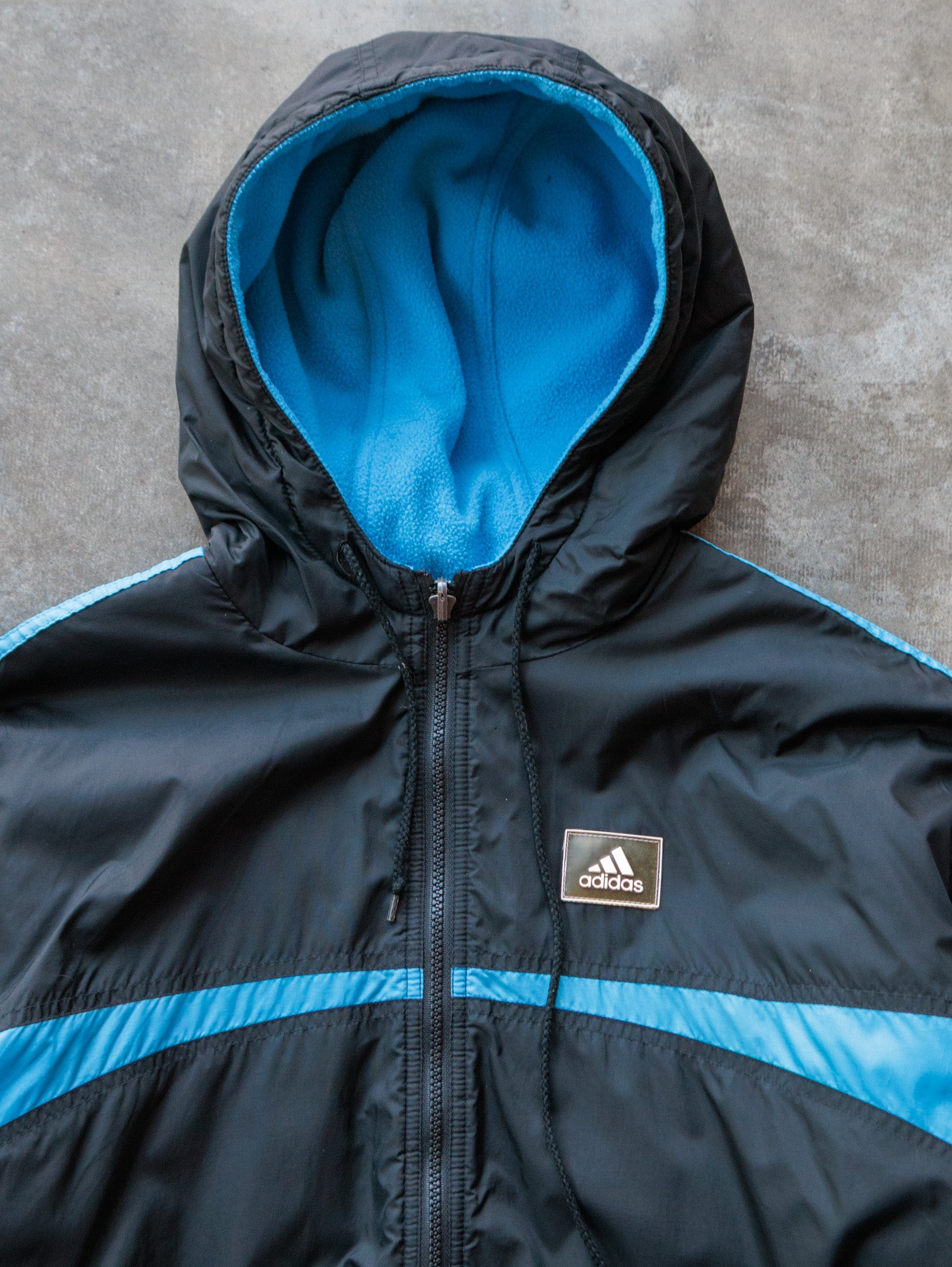 Vintage Black & Blue Reversible Adidas Jacket (XL)