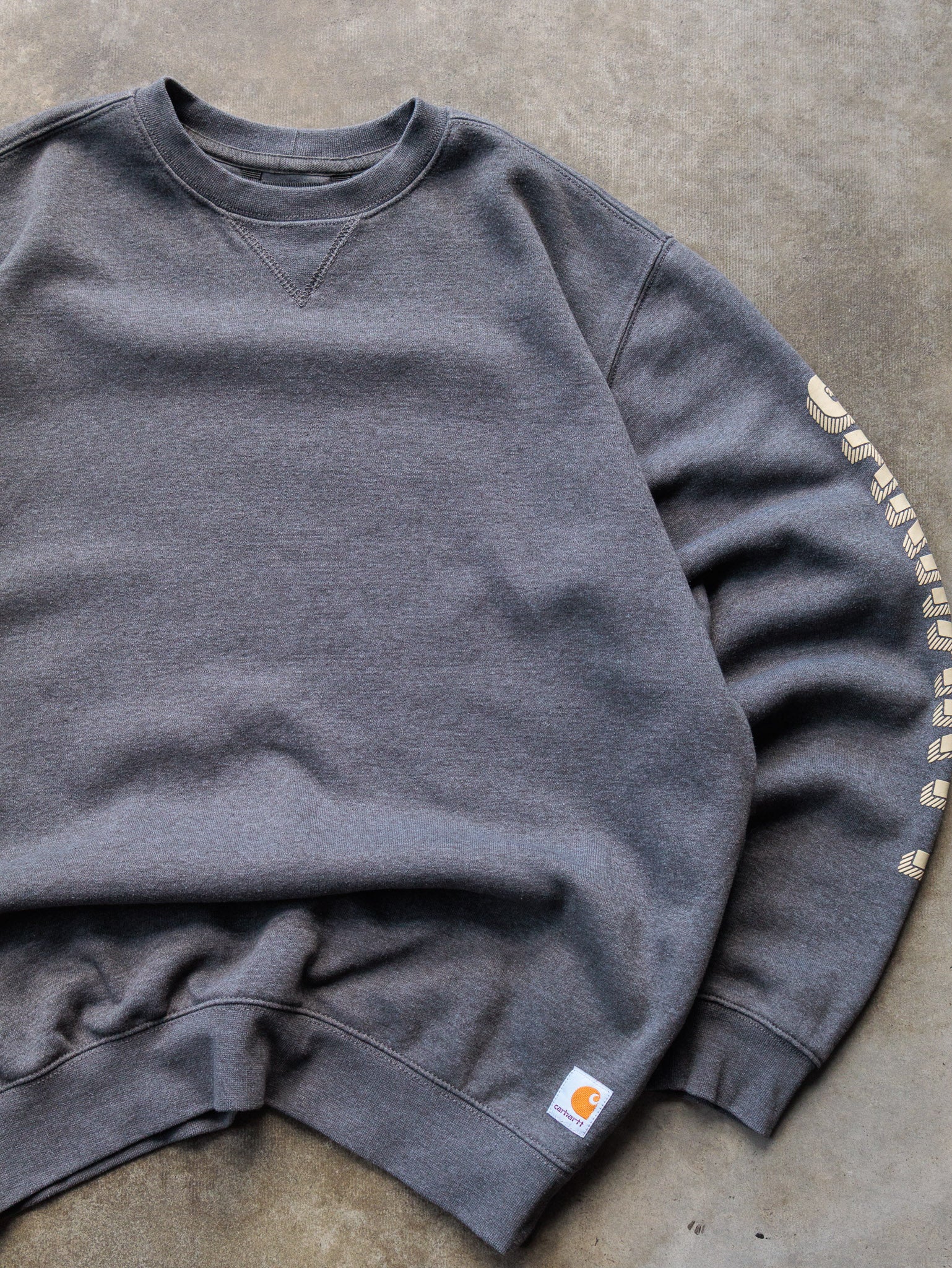Vintage Grey Carhartt Sleeve Spell Out Sweatshirt (M)