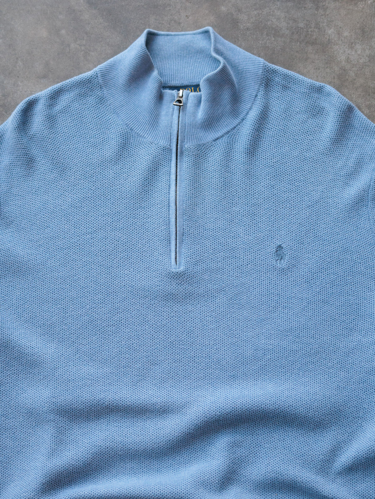 Vintage Blue Polo Ralph Lauren Knit Quarter Zip (L)