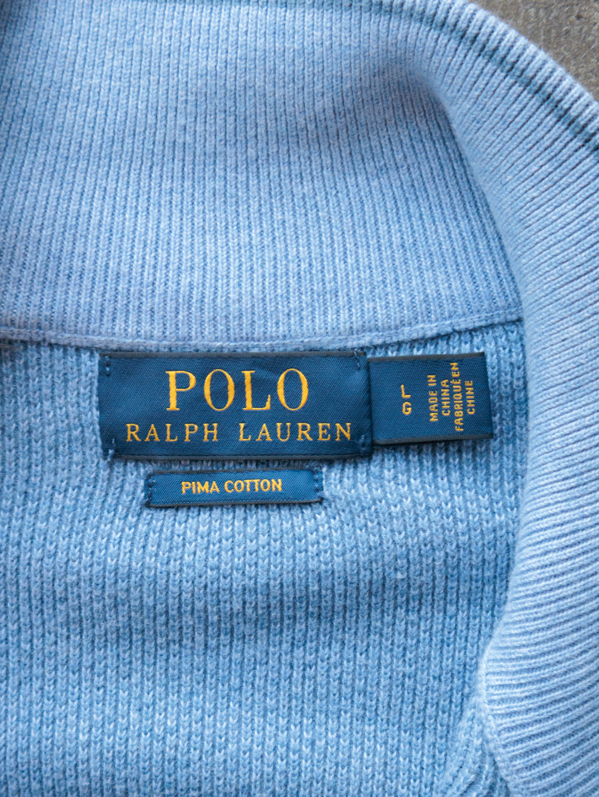 Vintage Blue Polo Ralph Lauren Knit Quarter Zip (L)