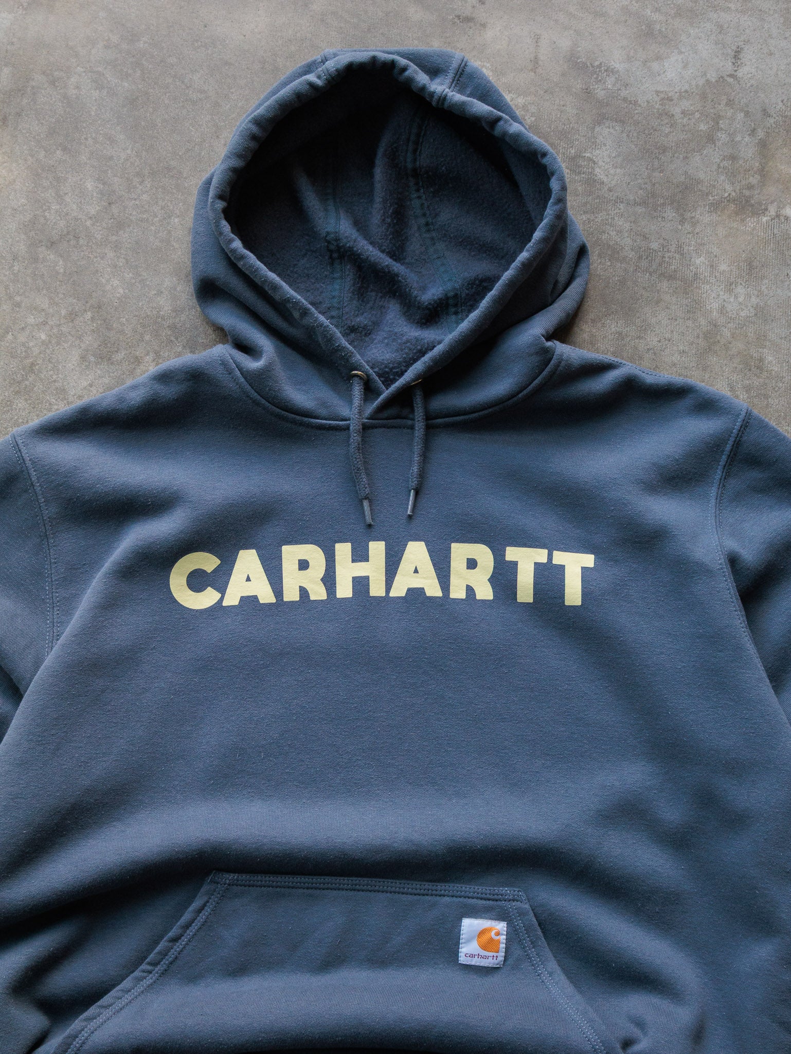 Vintage Slate Blue Carhartt Spell Out Hoodie (XL)