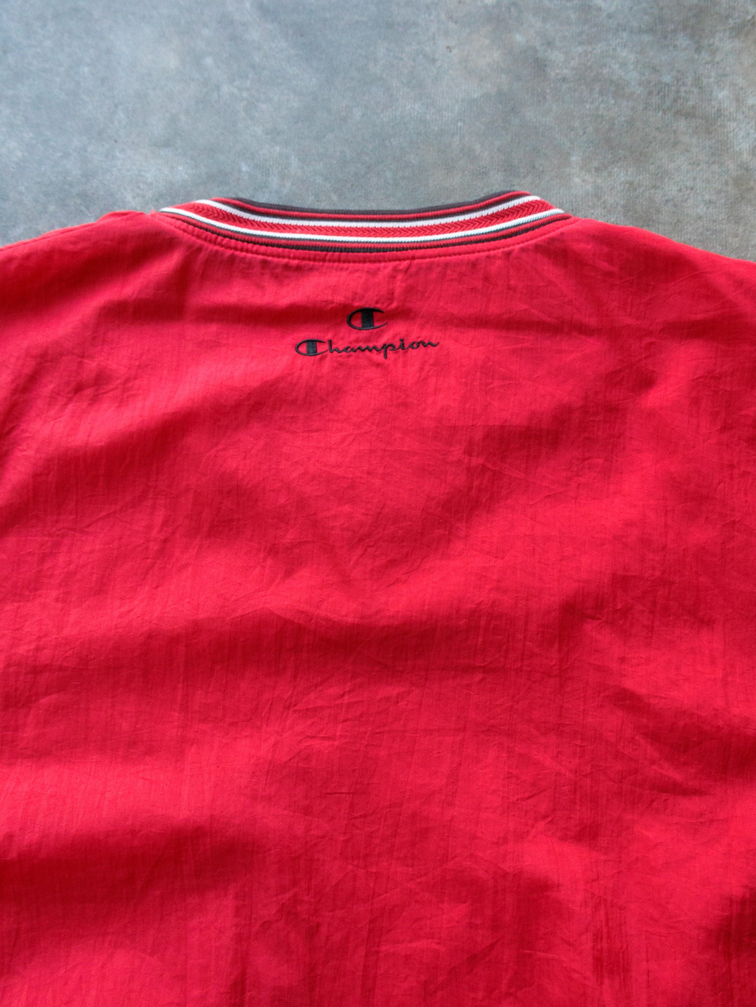 Vintage 90s Red Champion V-Neck Windbreaker (XL)