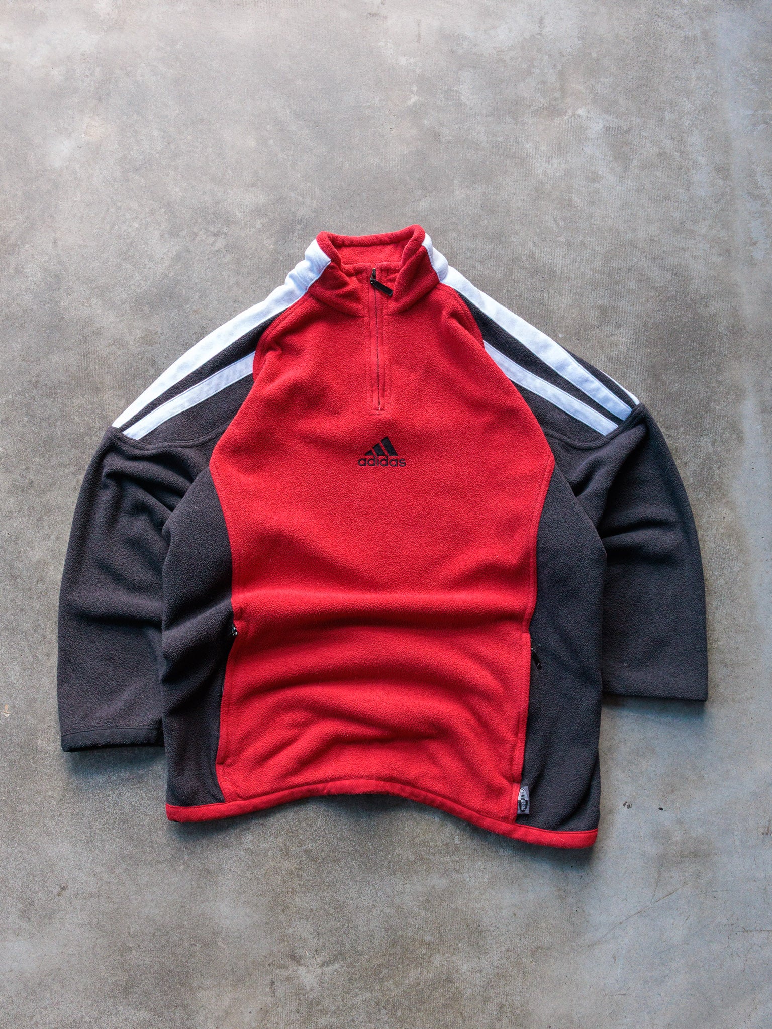 Vintage 00s Red Adidas Quarter Zip Fleece Sweatshirt (XL)