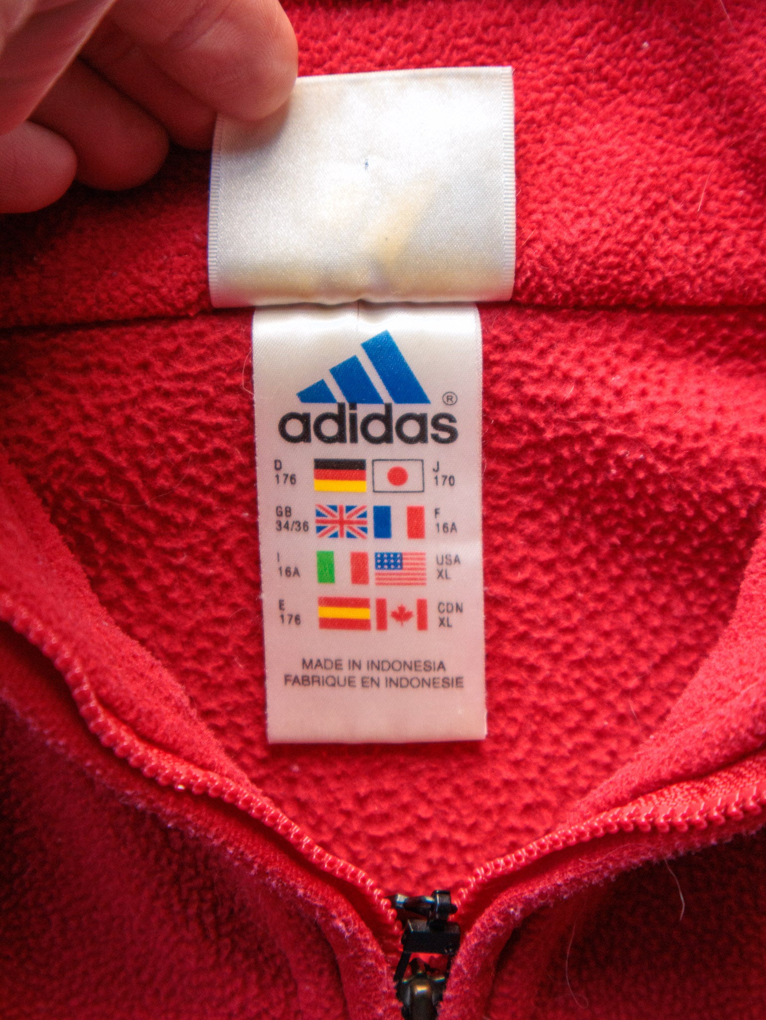 Vintage 00s Red Adidas Quarter Zip Fleece Sweatshirt (XL)