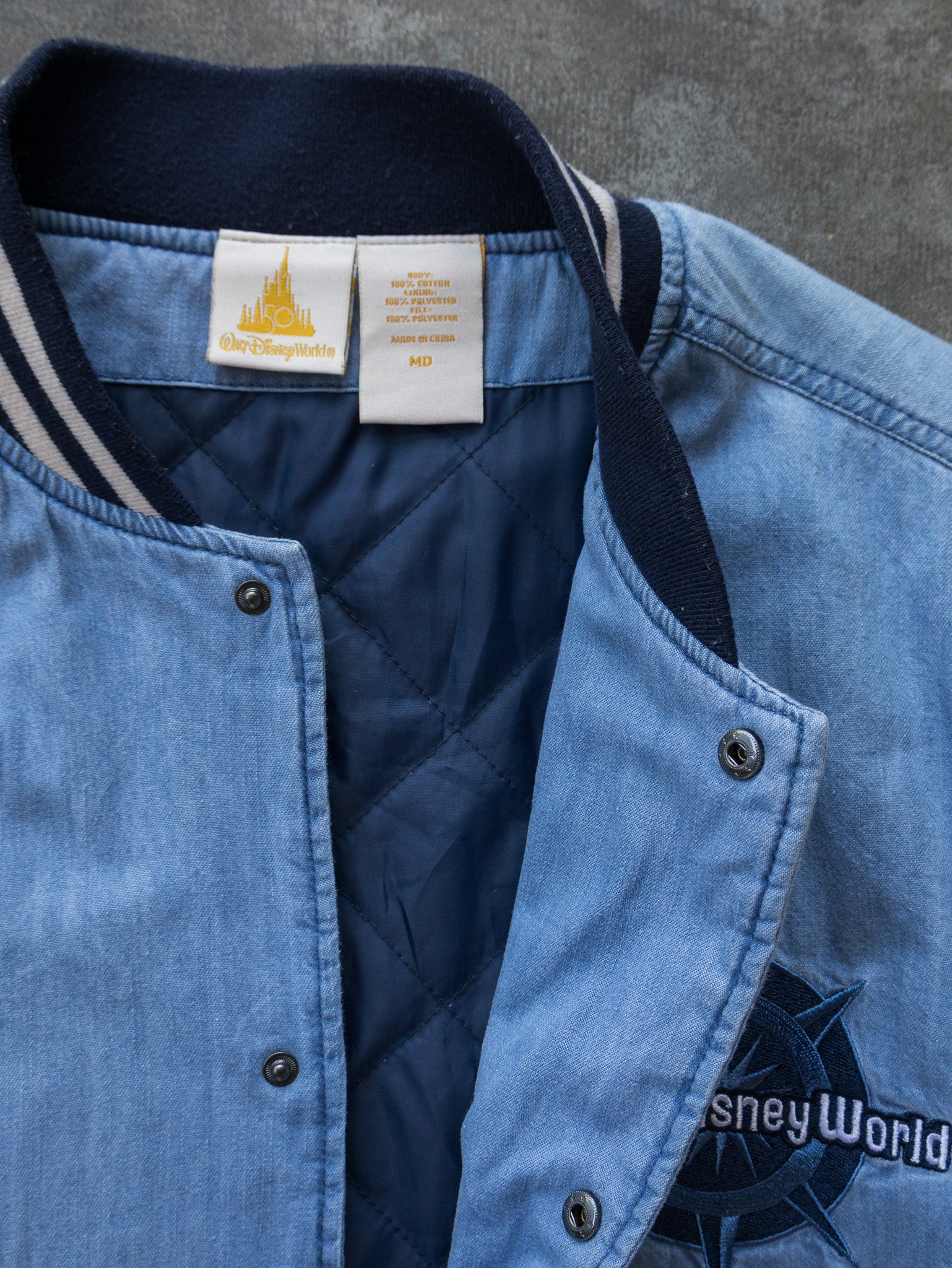Walt Disney World 50th Anniversary Denim Varsity Jacket (M)