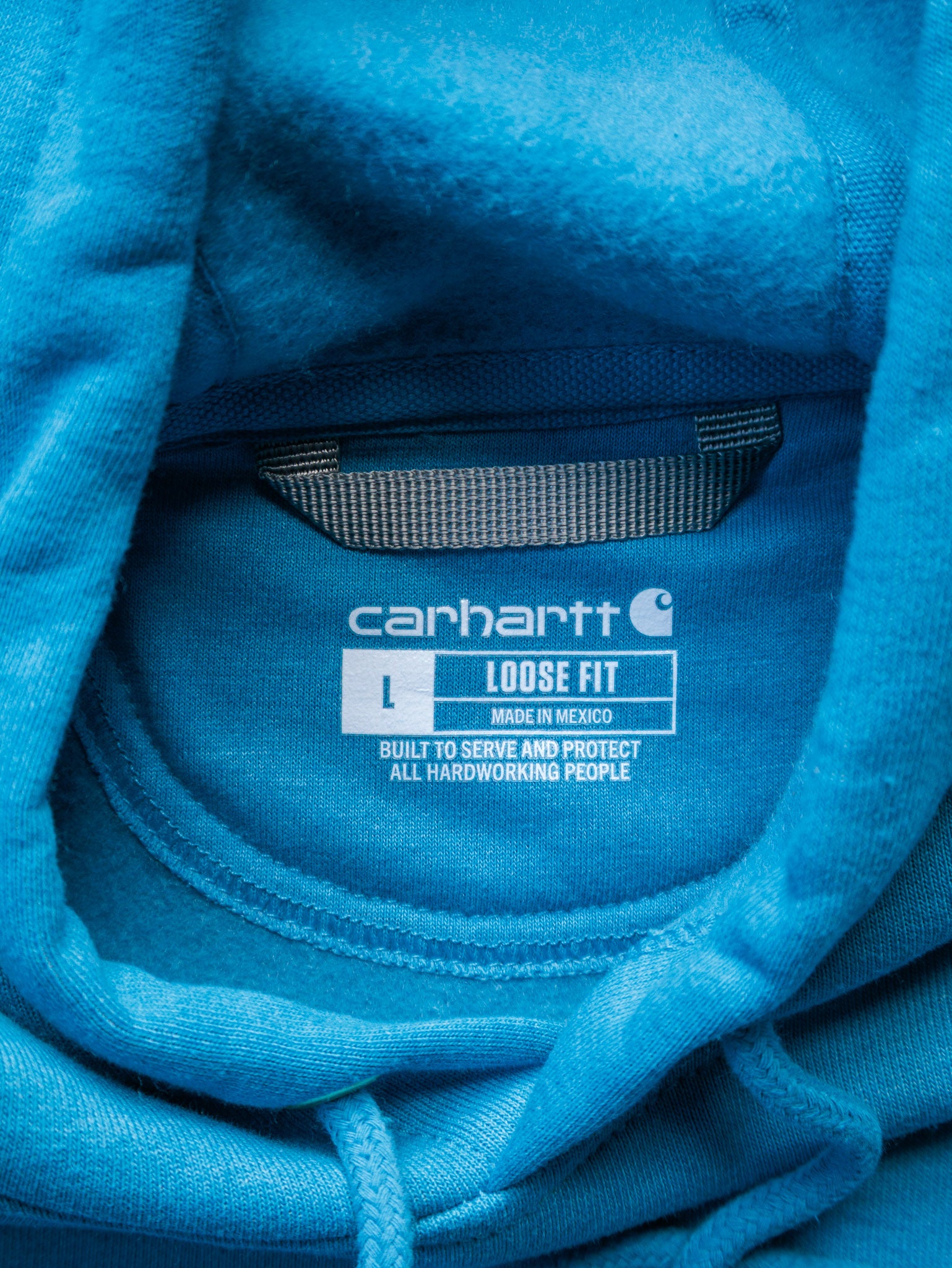 Vintage Blue Carhartt Sleeve Spell Out Hoodie (L)