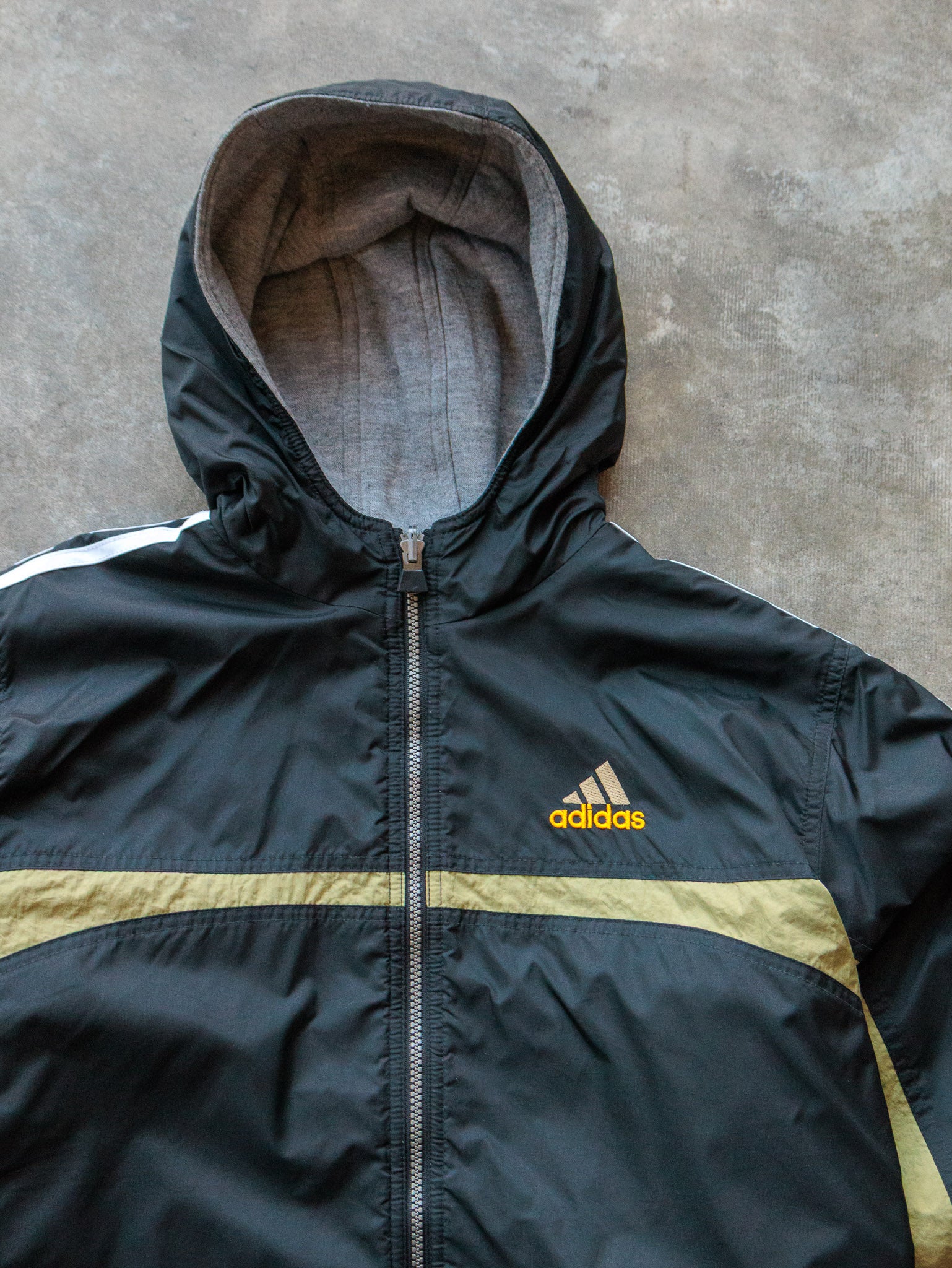 Vintage 90s Black & Grey Reversible Adidas Hoodie (M)