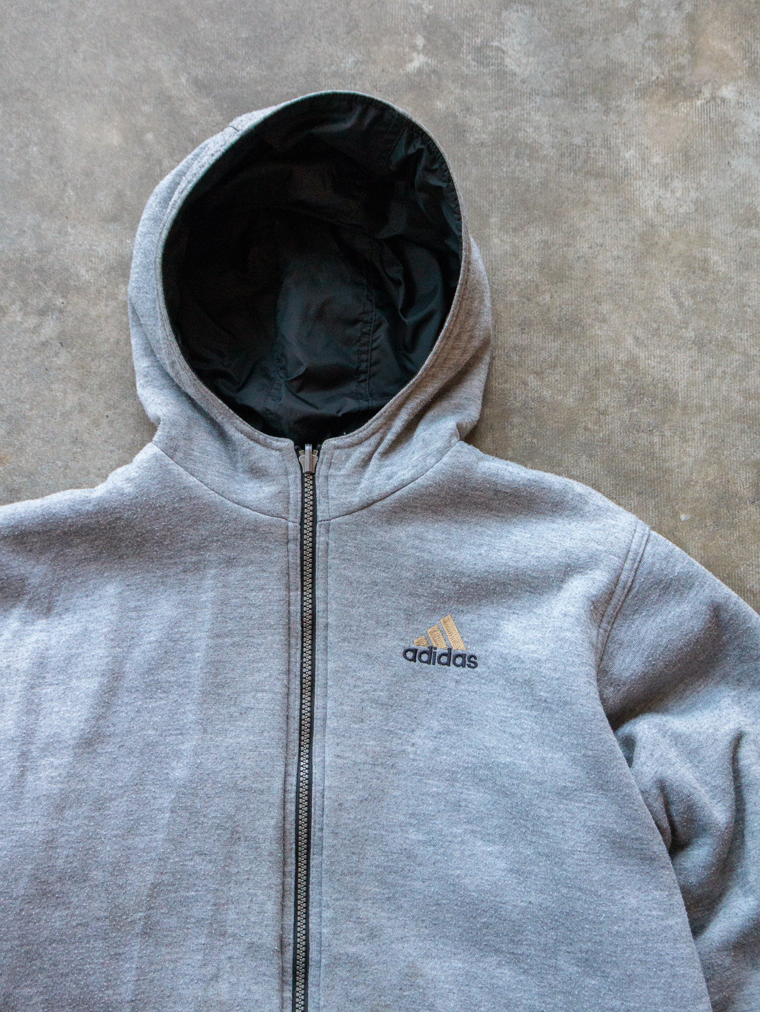 Vintage 90s Black & Grey Reversible Adidas Hoodie (M)