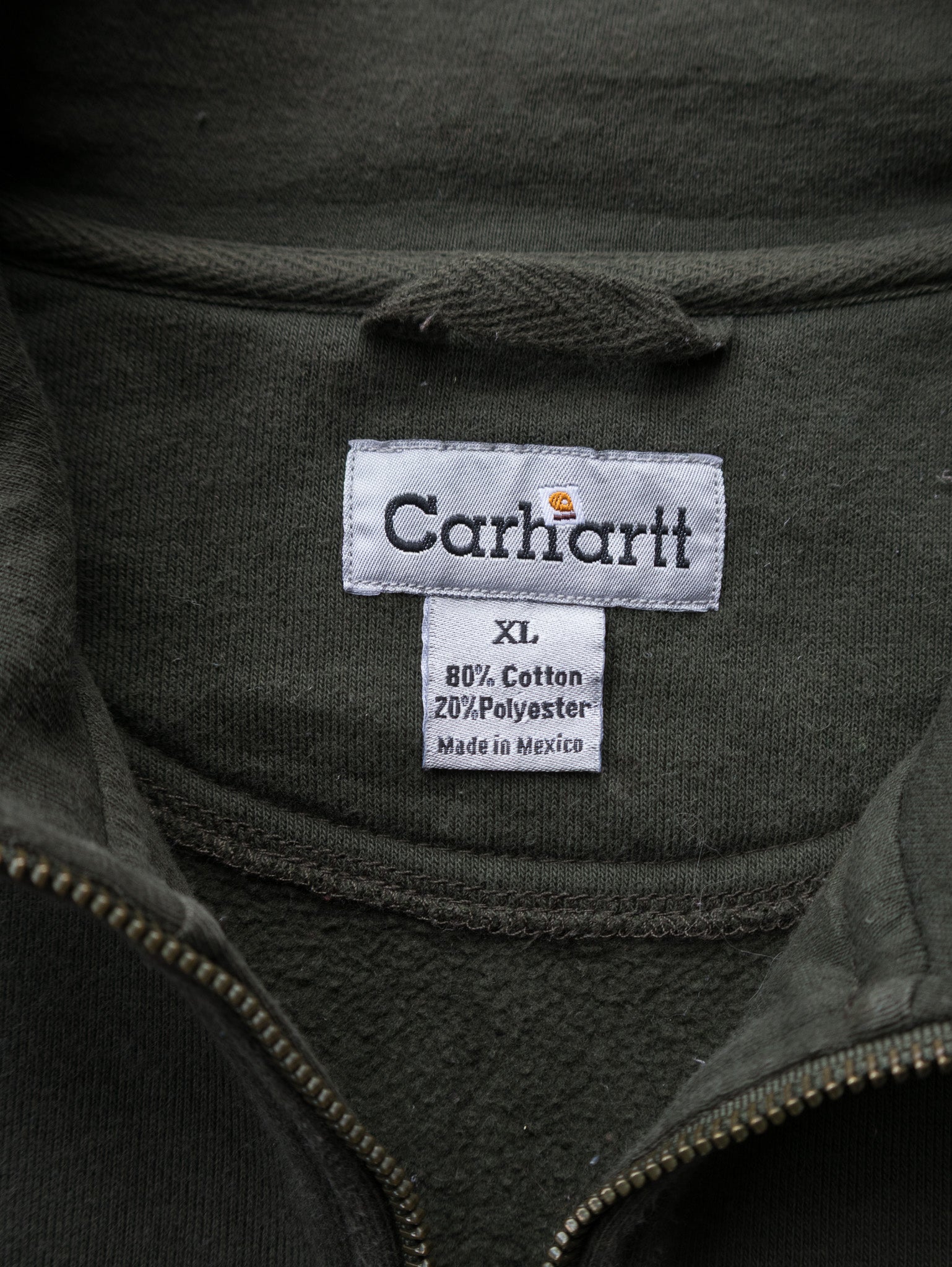Vintage 00s Forest Green Carhartt 1/4 Zip Sweatshirt (XL)