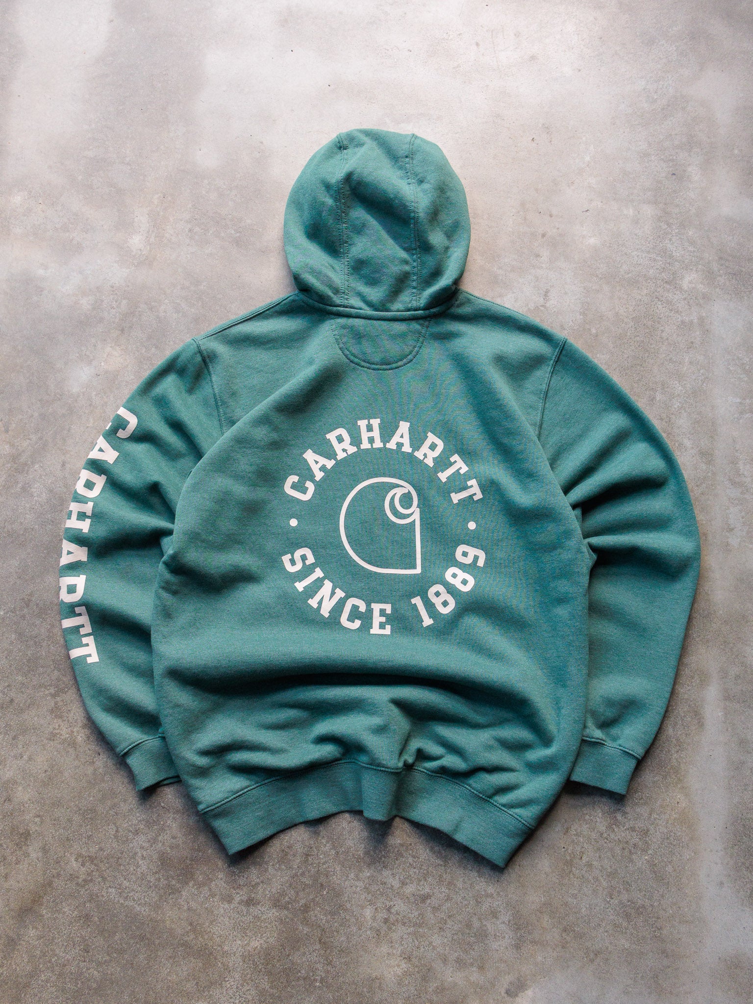 Vintage Turquoise Carhartt Graphic Hoodie (M)