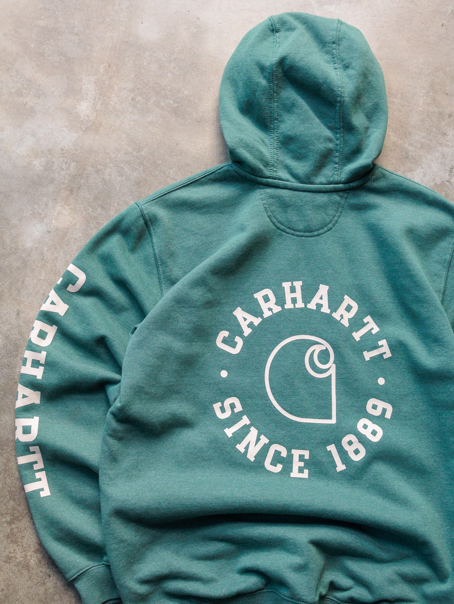 Vintage Turquoise Carhartt Graphic Hoodie (M)
