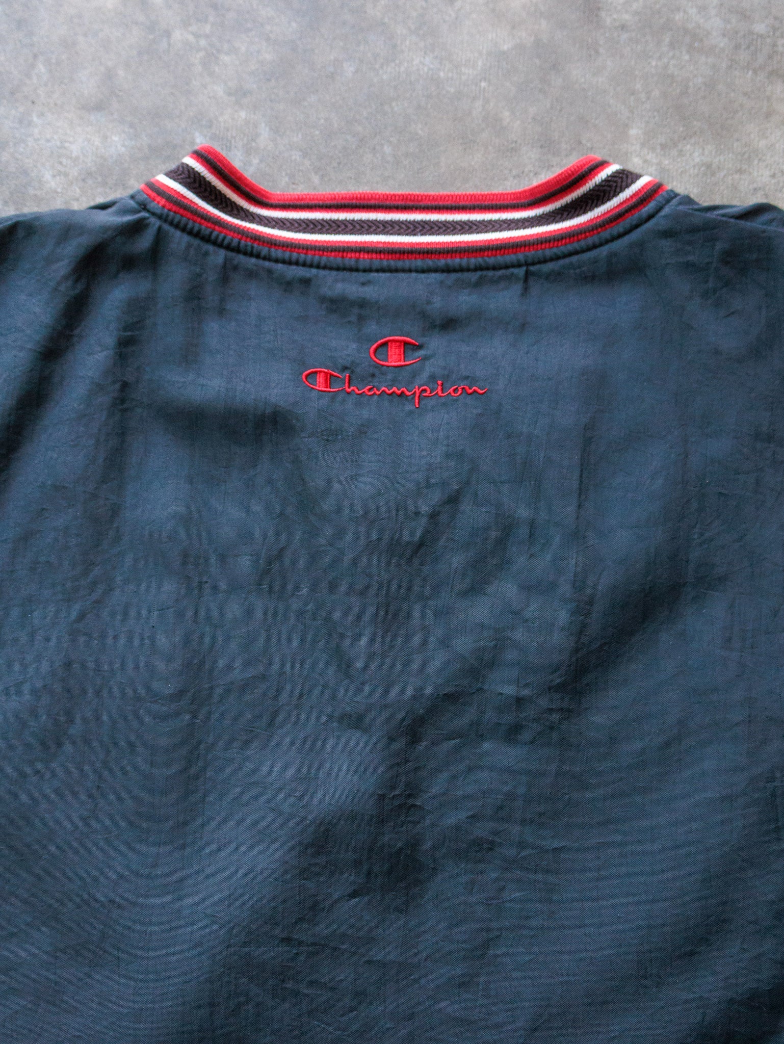 Vintage 90s Black Champion V-Neck Windbreaker (L)