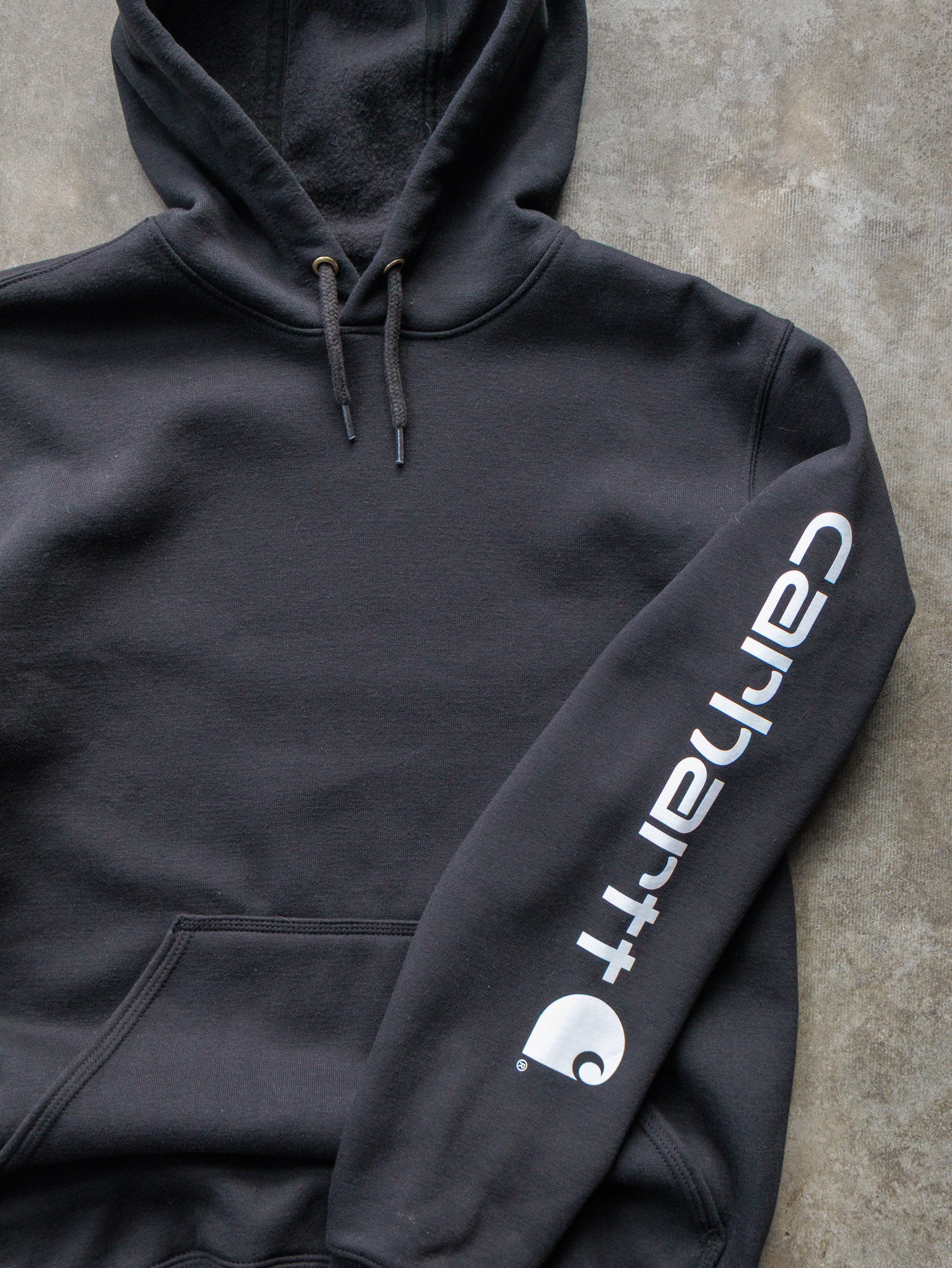 Vintage Black Carhartt Sleeve Spell Out Hoodie (S)