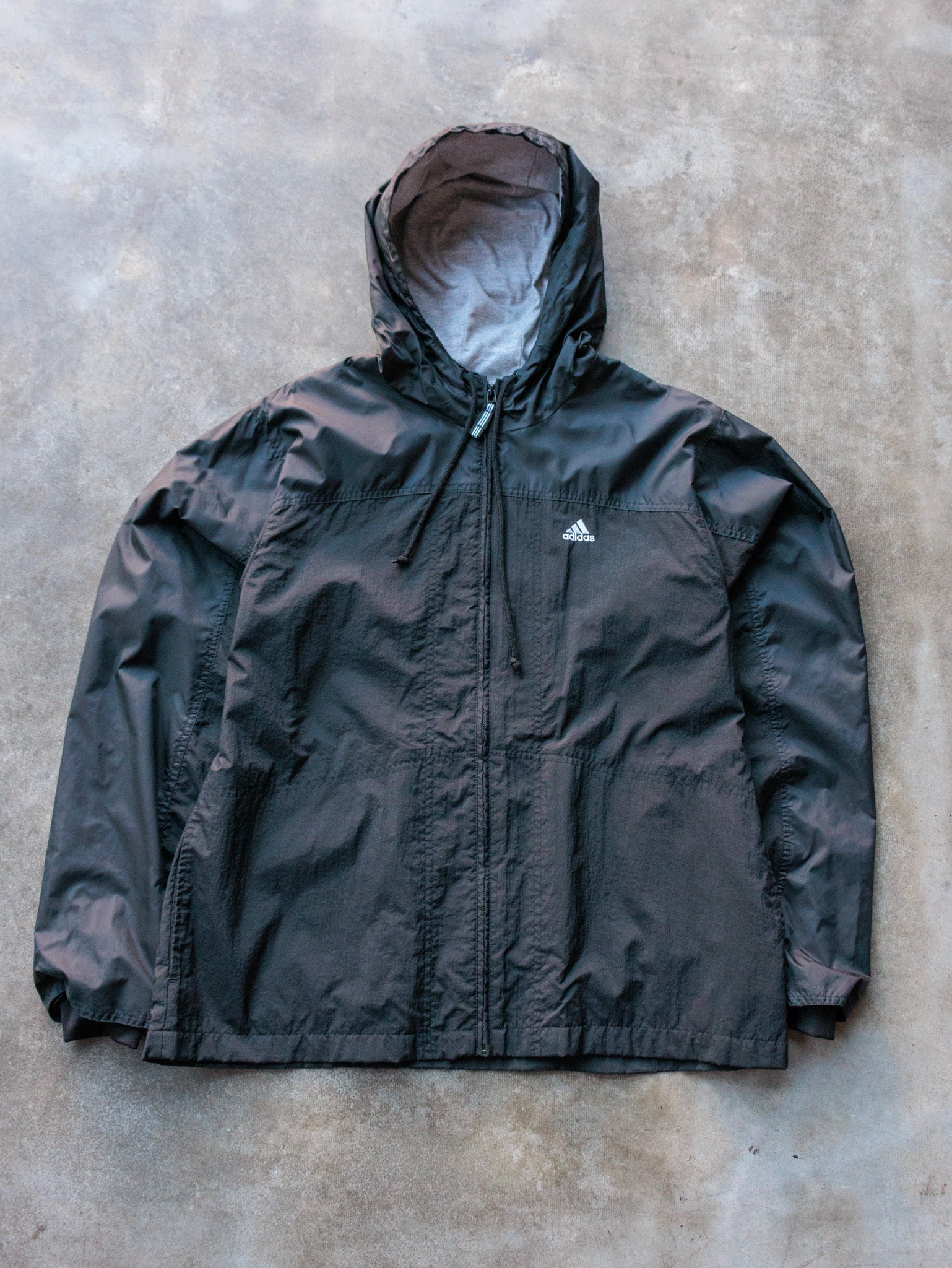 Vintage 00s Black Adidas Hooded Jacket (XL)