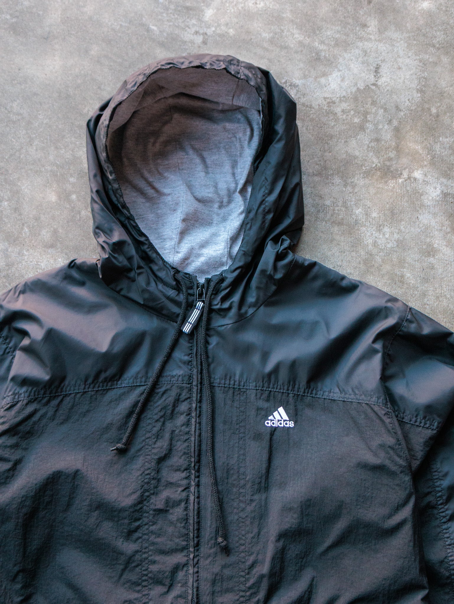Vintage 00s Black Adidas Hooded Jacket (XL)