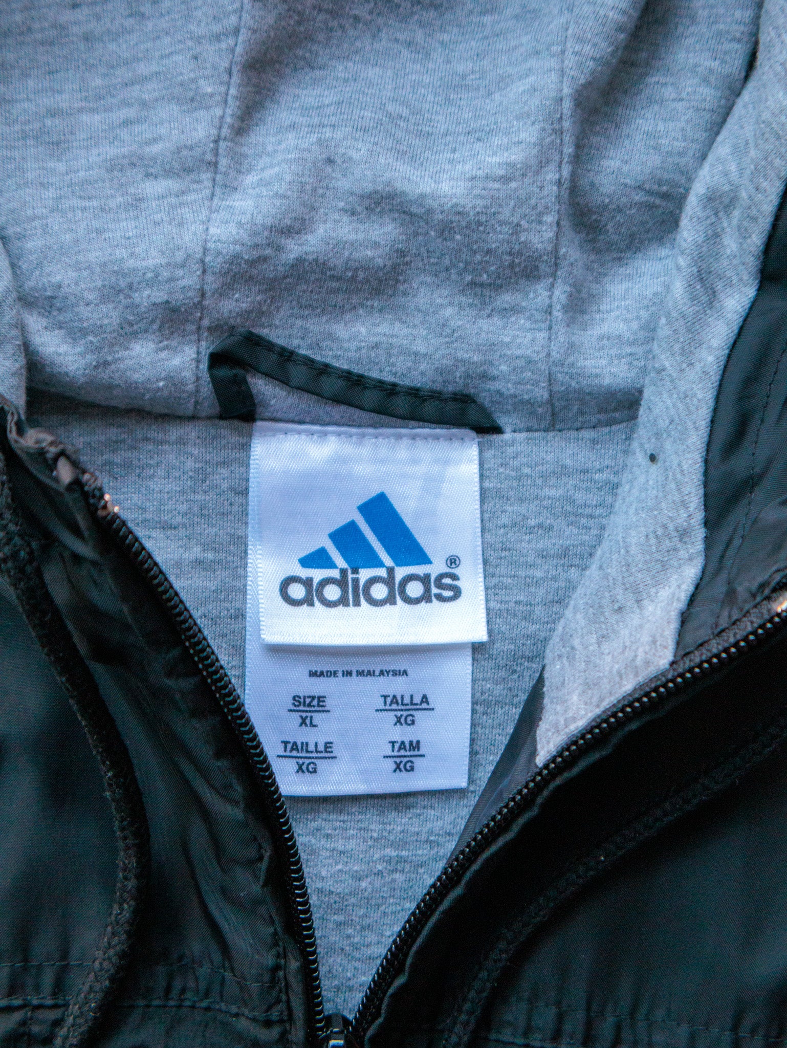 Vintage 00s Black Adidas Hooded Jacket (XL)