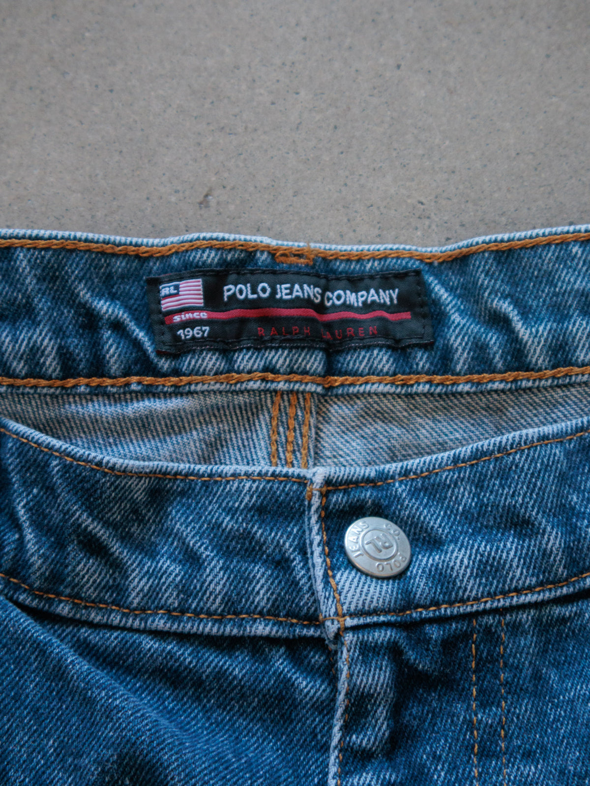 Vintage Blue Polo Jeans Company Denim Carpenter Shorts (W36)