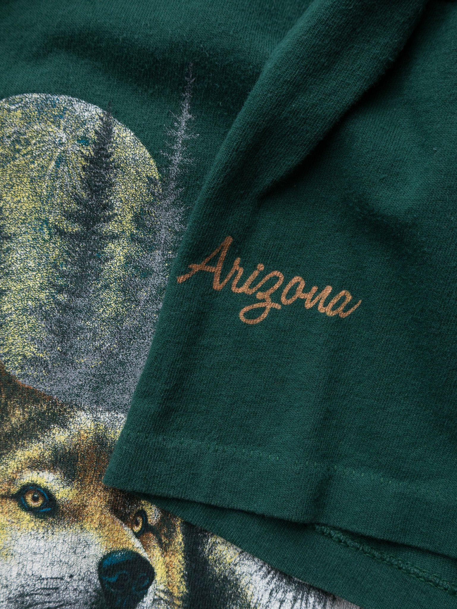 Vintage 1992 Green Arizona Wolf Graphic Tee (L)