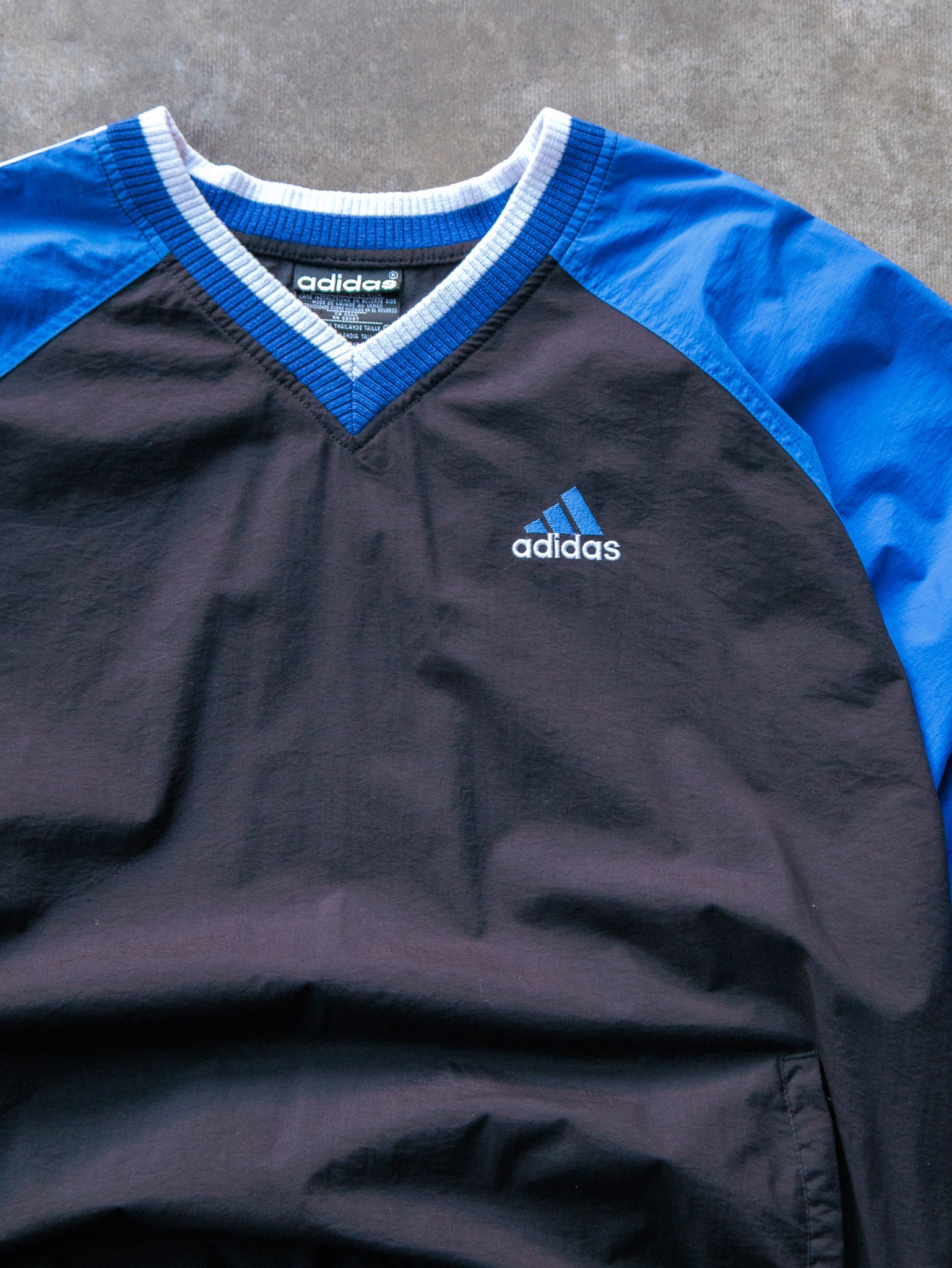 Vintage 90s Black & Blue Adidas V-Neck Jacket (L)