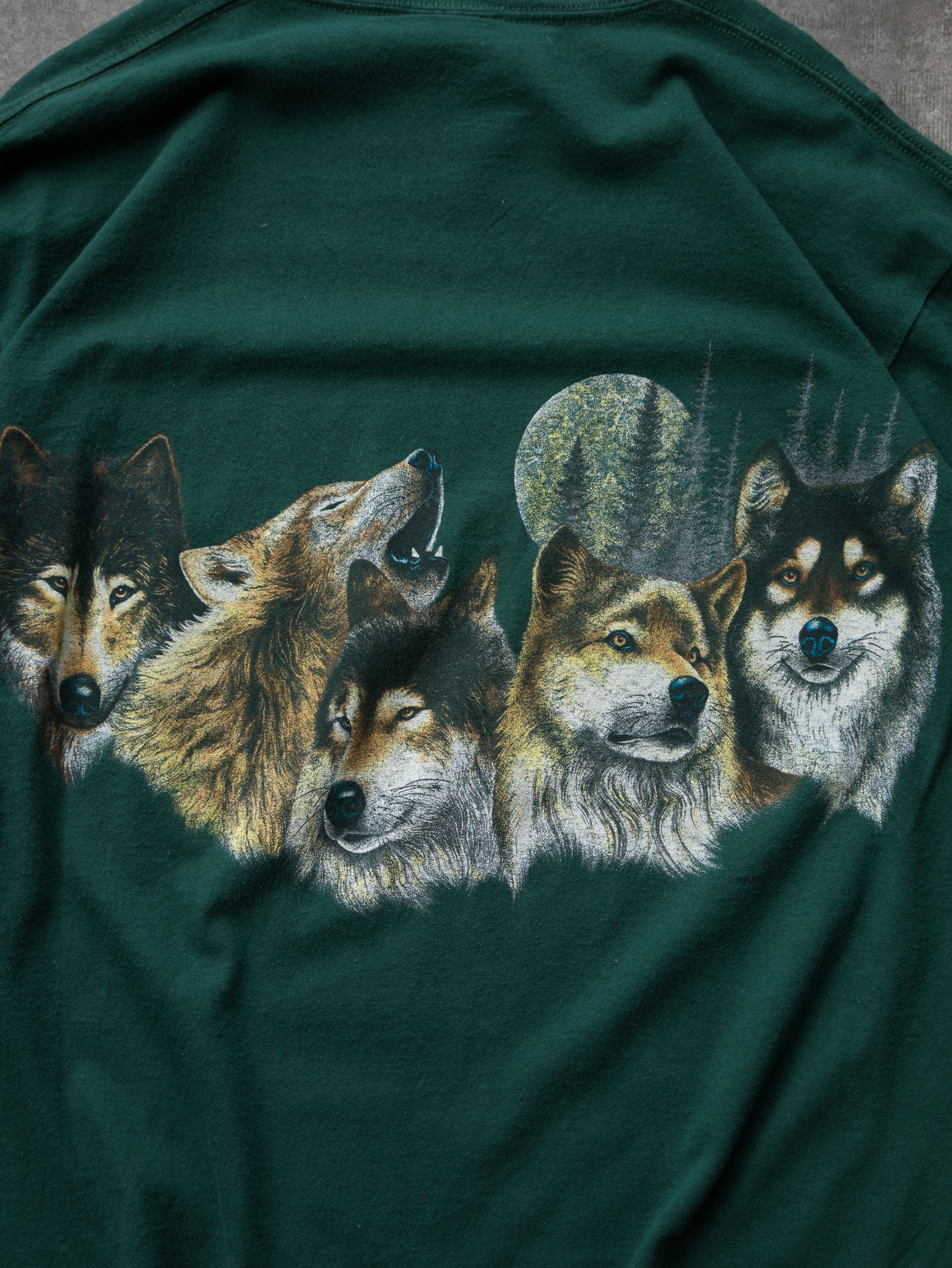Vintage 1992 Green Arizona Wolf Graphic Tee (L)