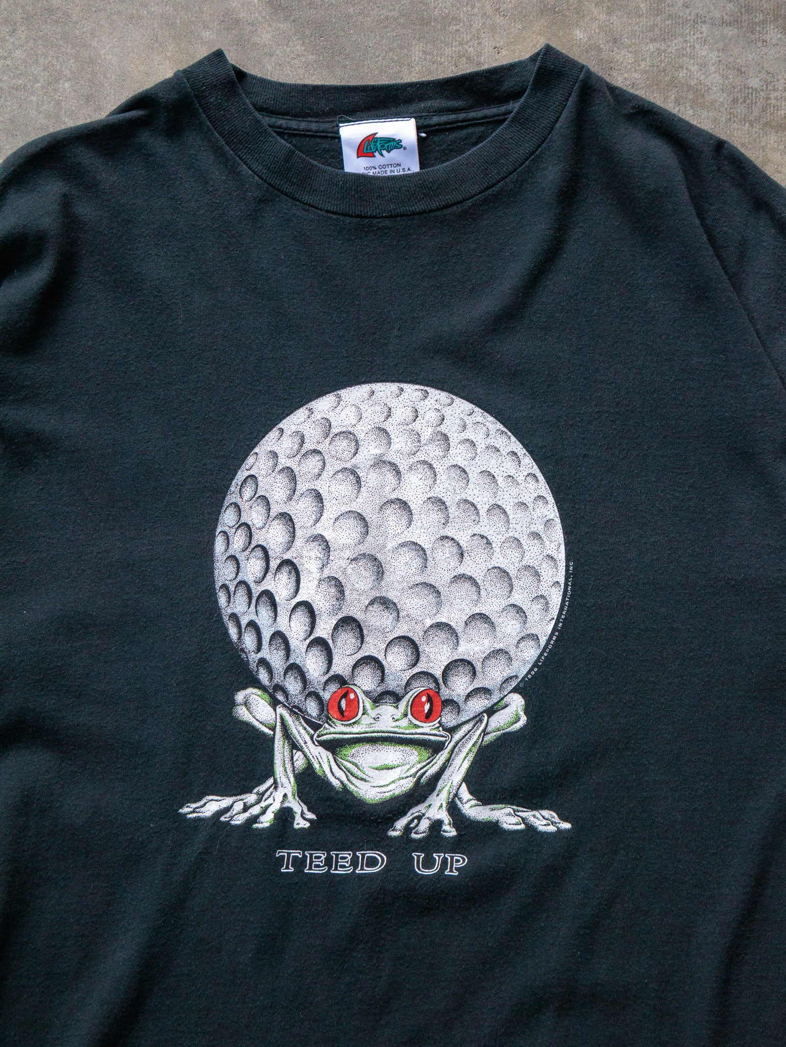Vintage 90s Black "Teed Up" Golf Frog Tee (XL)