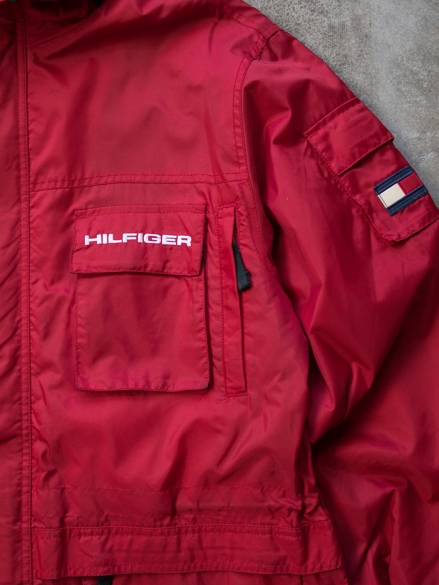 Vintage Red Tommy Hilfiger Utility Jacket (M)