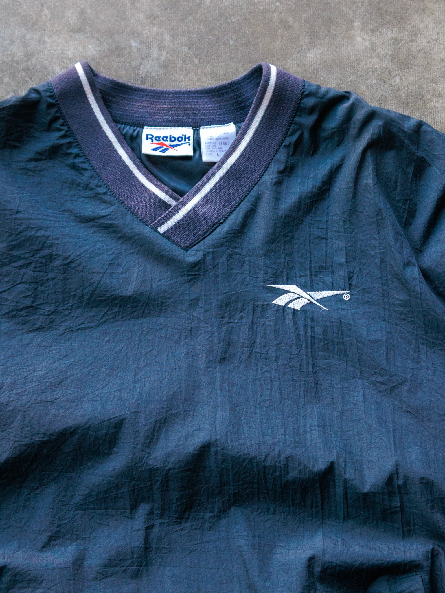 Vintage 90s Navy Reebok V-Neck Jacket (L)