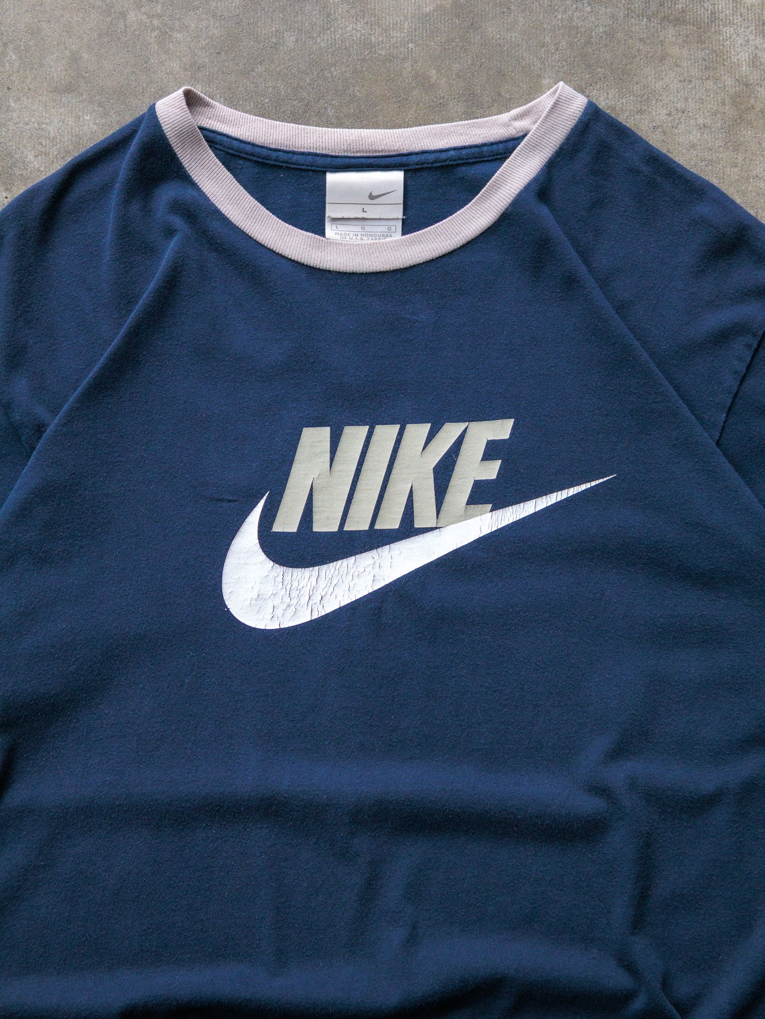 Vintage 00s Navy Nike Ringer Tee (L)