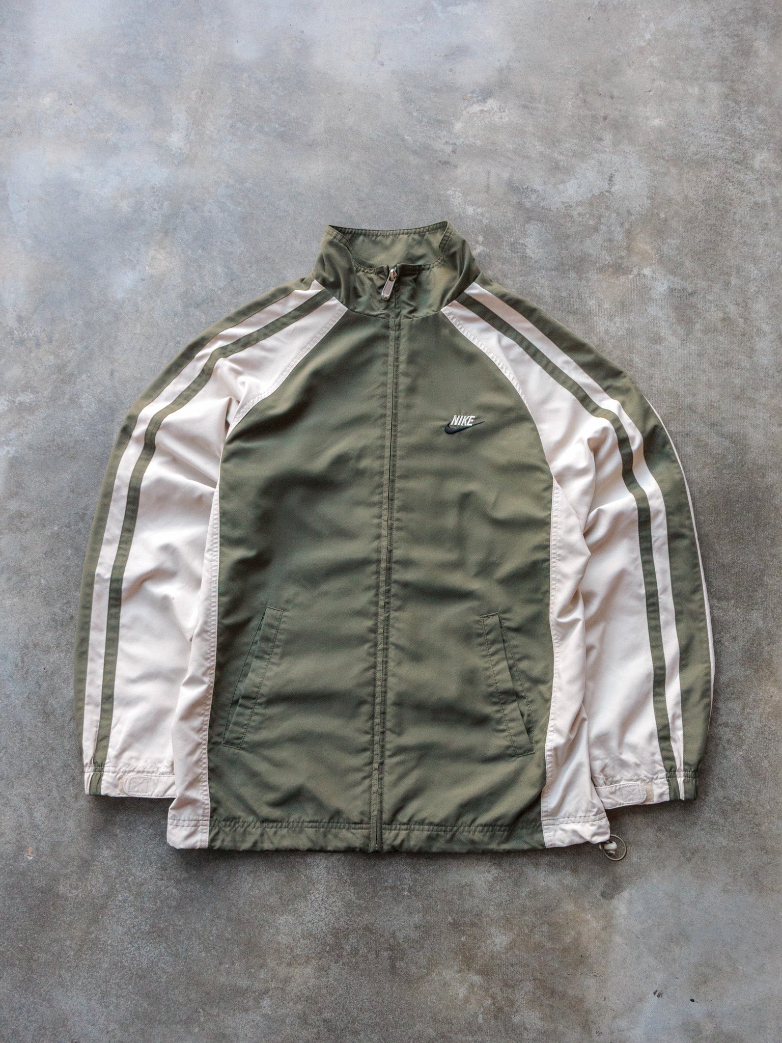 Vintage 00s Olive & Cream Nike Windbreaker Jacket (S)