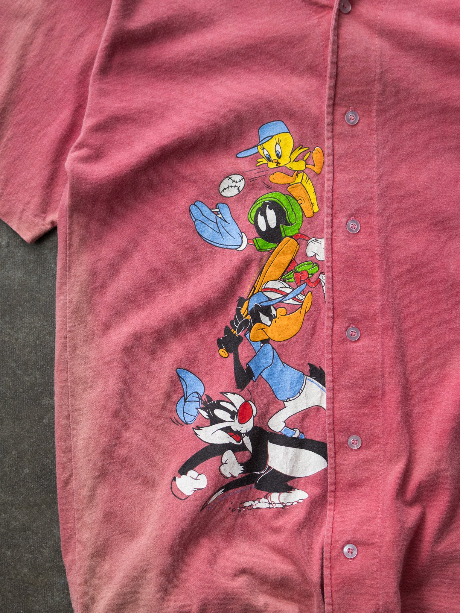 Vintage 1993 Looney Tunes Baseball Button Up Tee (M)