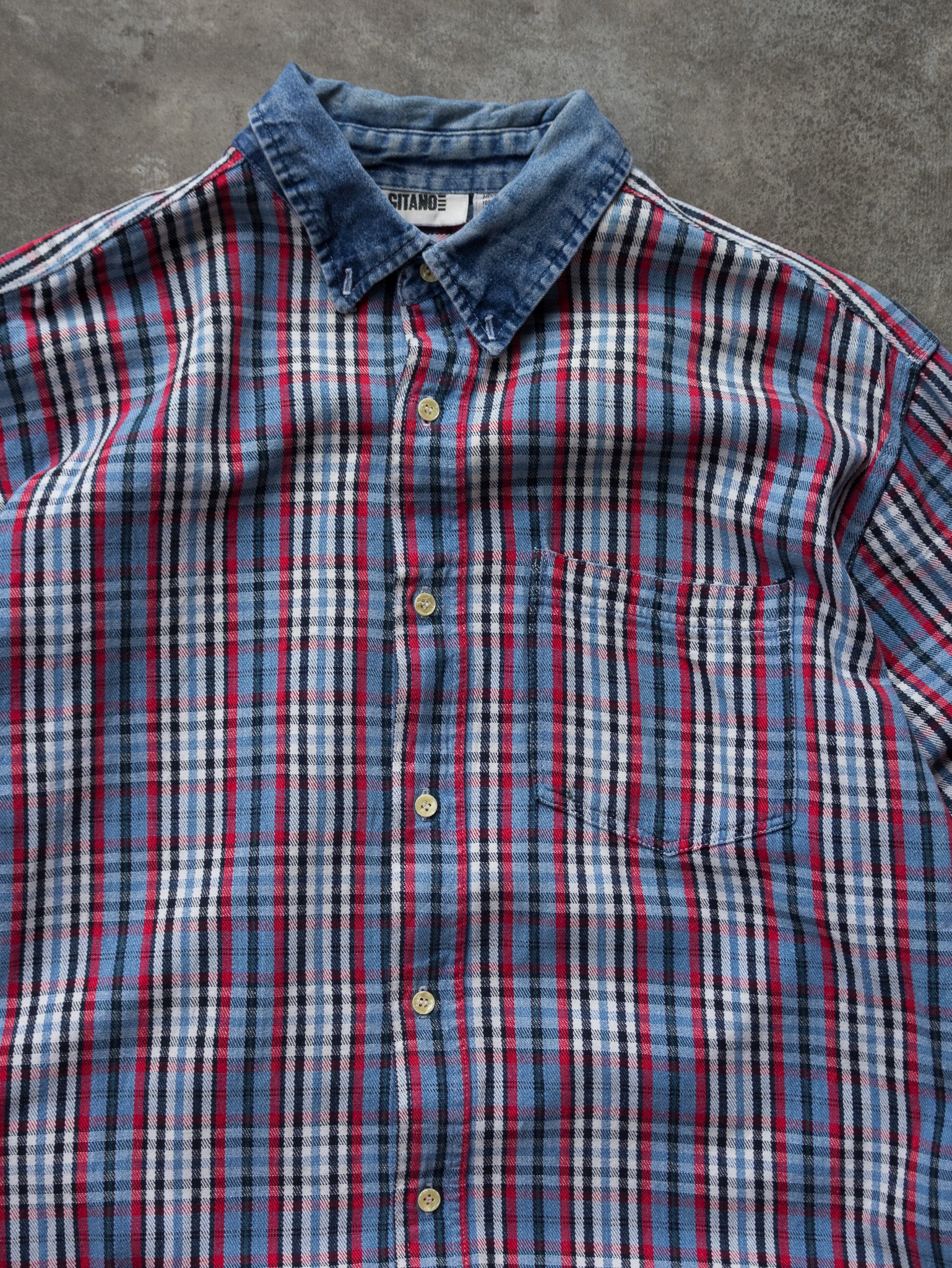 Vintage 90s Blue Gitano Plaid Flannel Shirt (XL)