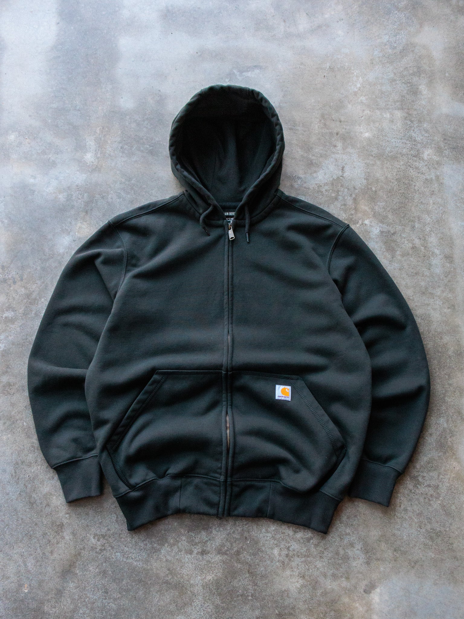 Vintage Black Carhartt Rain Defender Zip Up Hoodie (M)