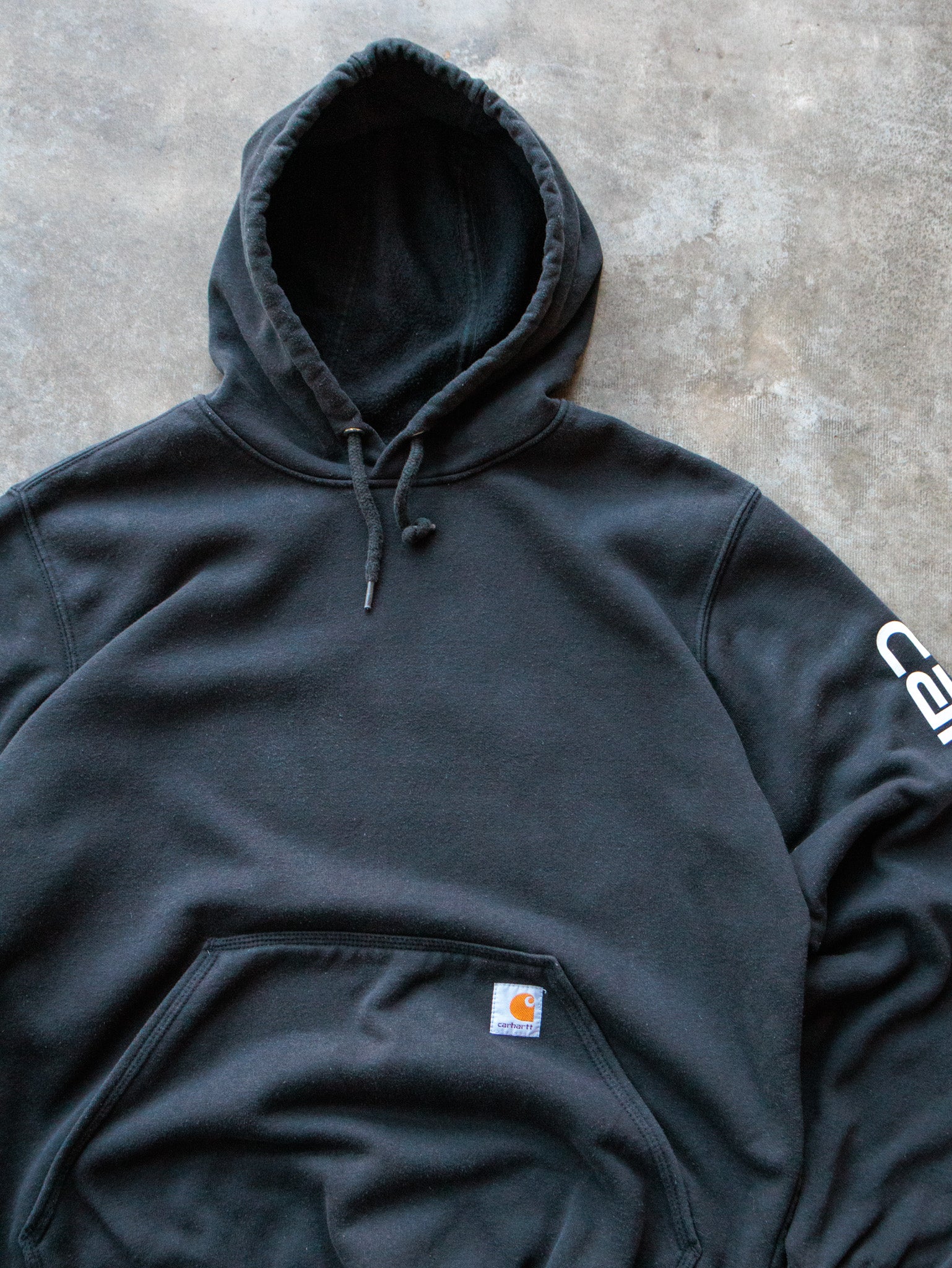 Vintage Black Carhartt Sleeve Spell Out Hoodie (M)