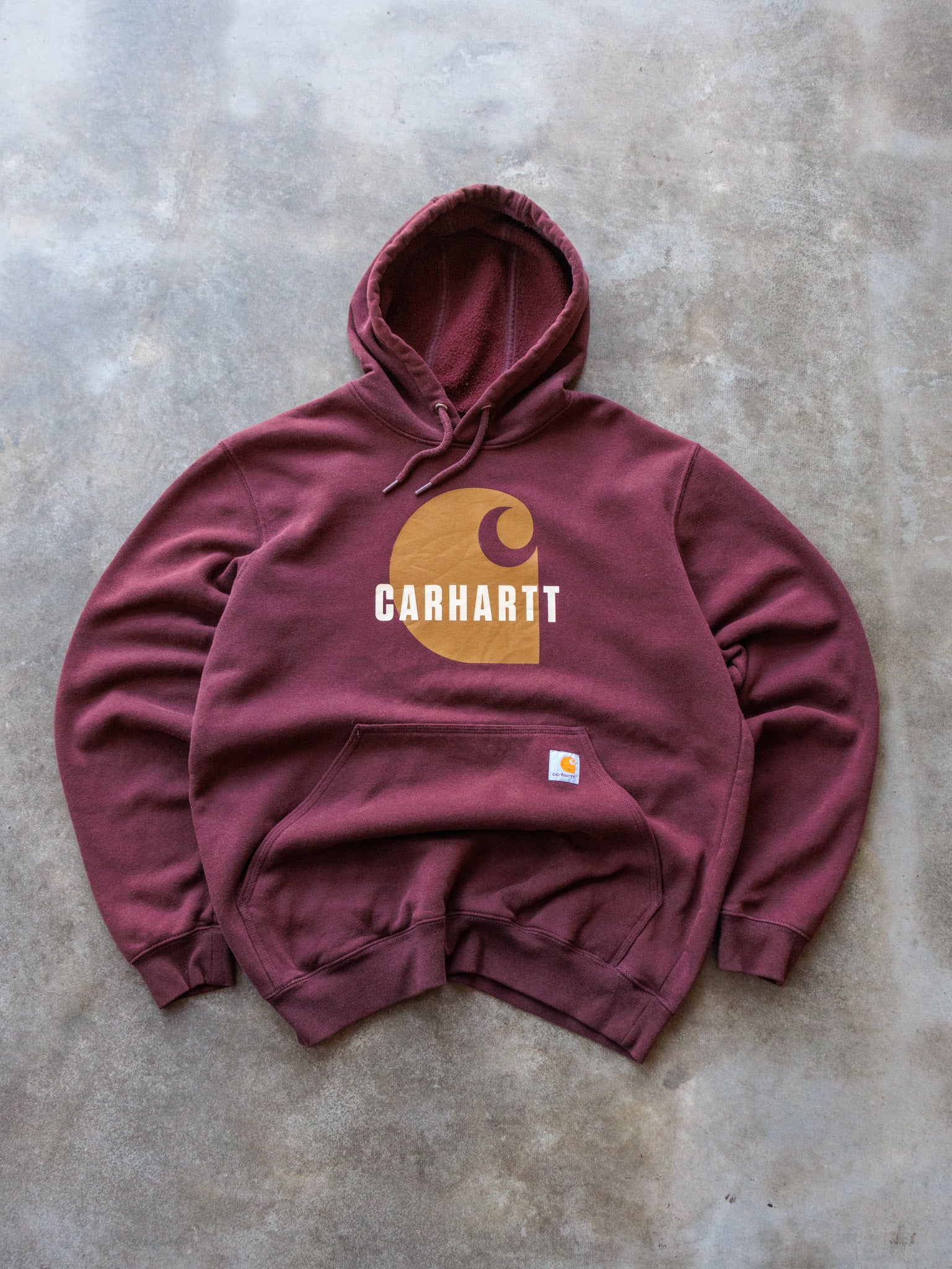 Vintage Burgundy Carhartt Graphic Hoodie (M)