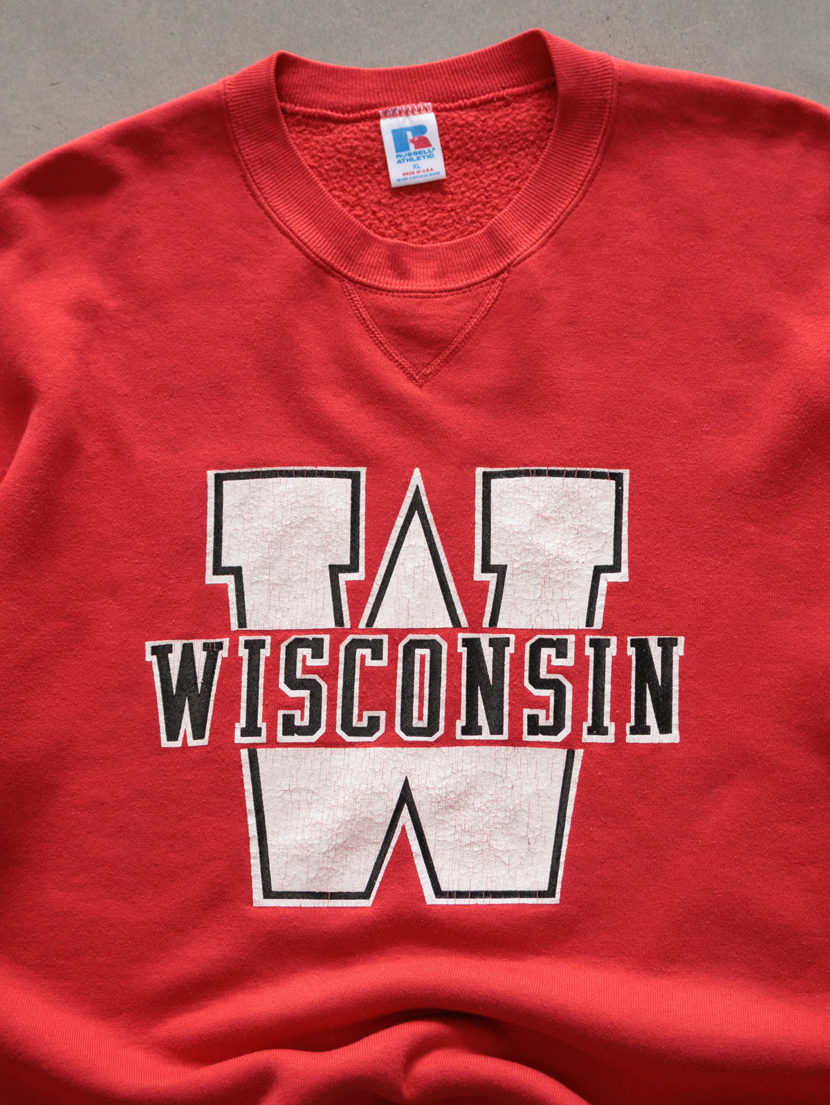 Vintage 90s Red Russell Athletic Wisconsin Badgers Sweatshirt (XL)