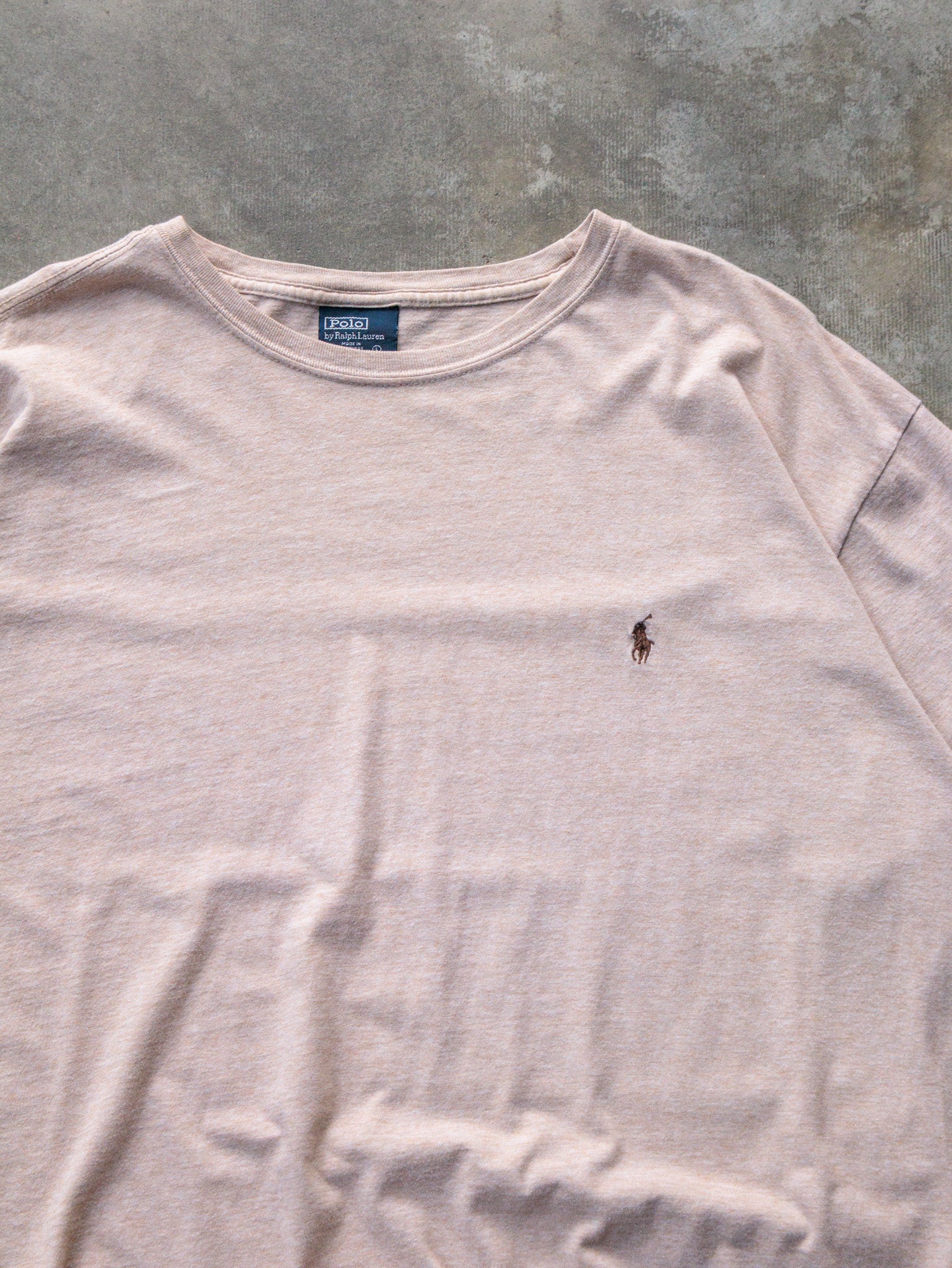 Vintage 90s Beige Polo Ralph Lauren Tee (L)