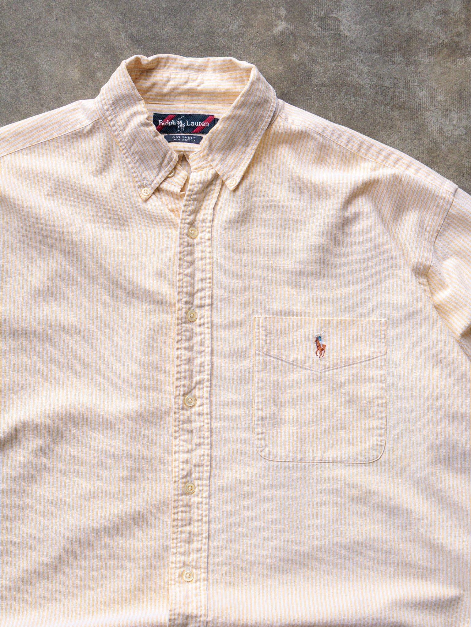 Vintage 90s Yellow Striped Ralph Lauren Shirt (L)
