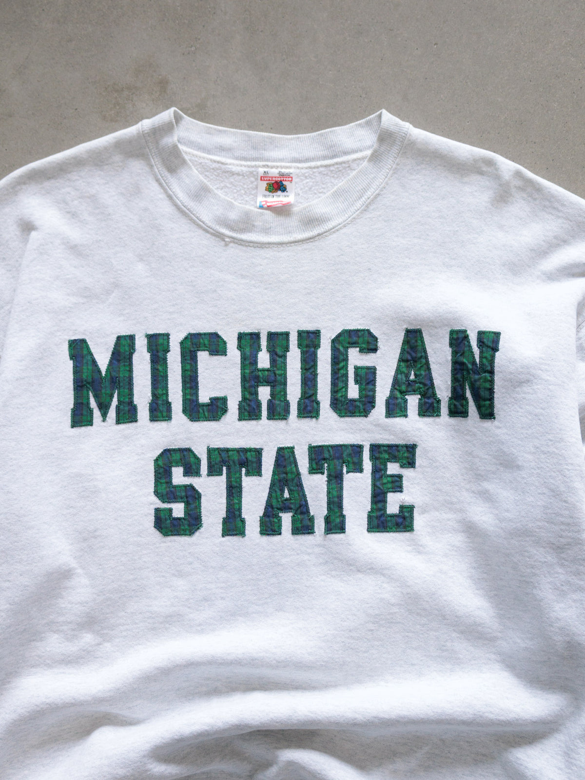 Vintage 90s White Michigan State Spartans Sweatshirt (XL)