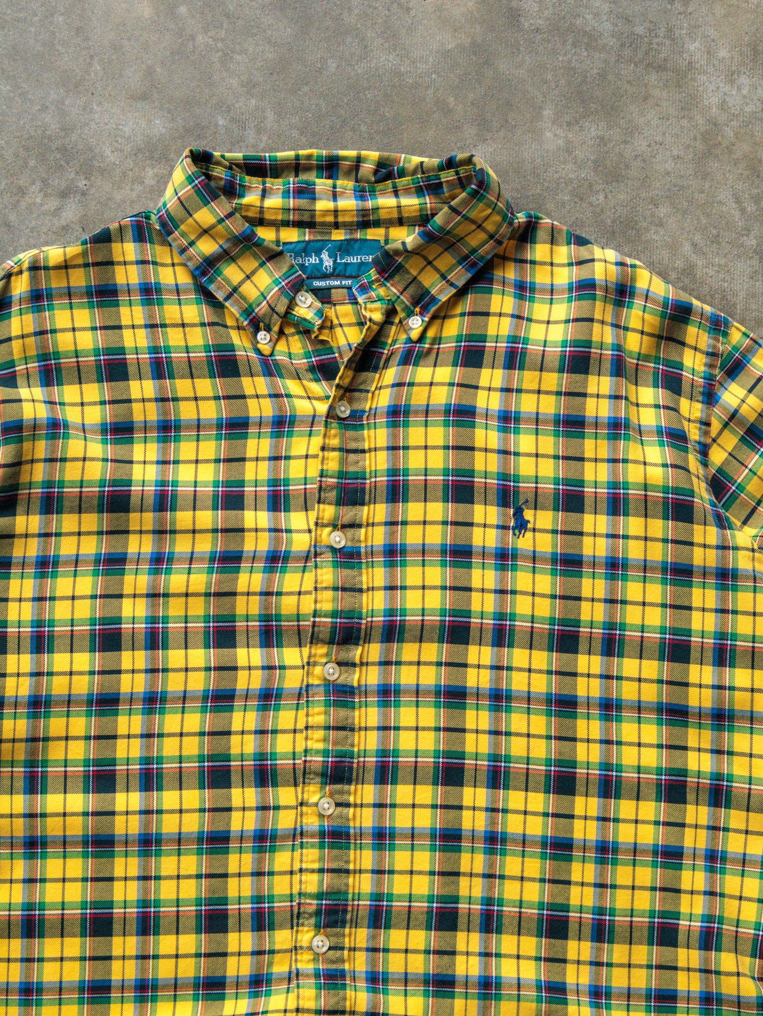 Vintage Yellow Plaid Ralph Lauren Shirt (2XL)