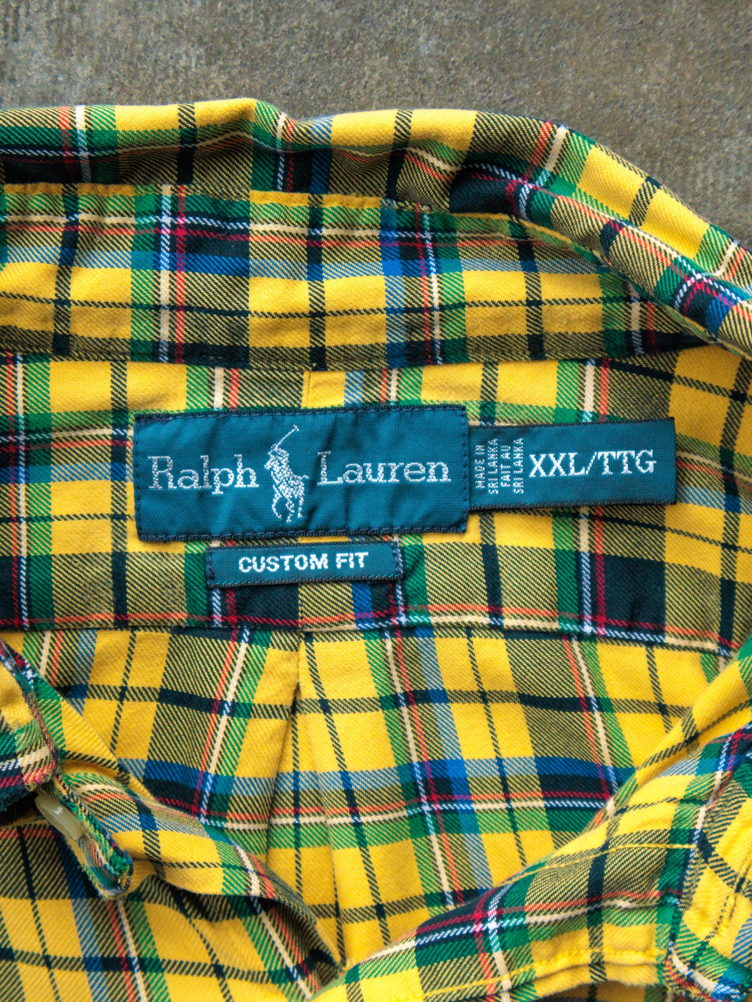 Vintage Yellow Plaid Ralph Lauren Shirt (2XL)
