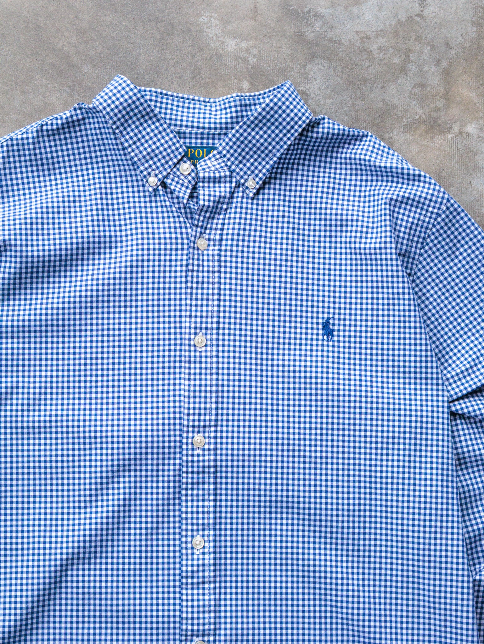 Vintage Blue Check Polo Ralph Lauren Shirt (XL)